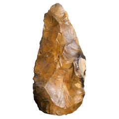 Large Orange-Brown Flint Hand Axe Made by Early Humans