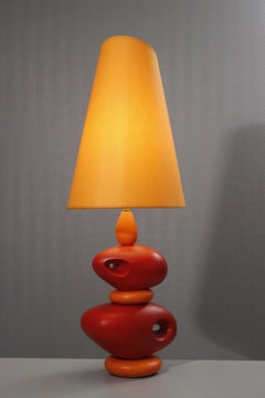 Large Orange Ceramic Table Lamp by Louis Drimmer, 1980s Design