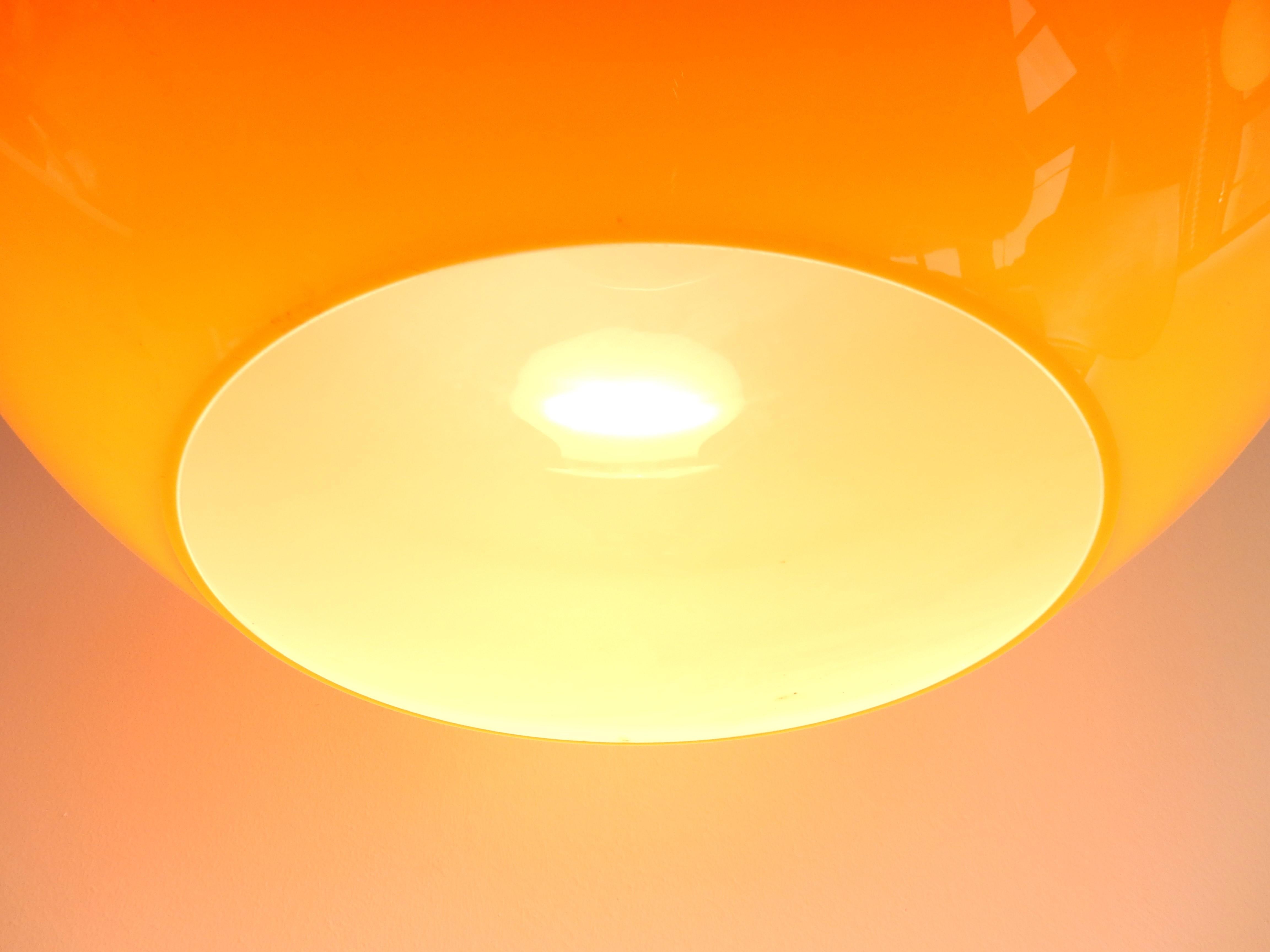 Italian Large Orange 'Cipolla' Pendant Lamp by Alessandro Pianon for Vistosi, Italy