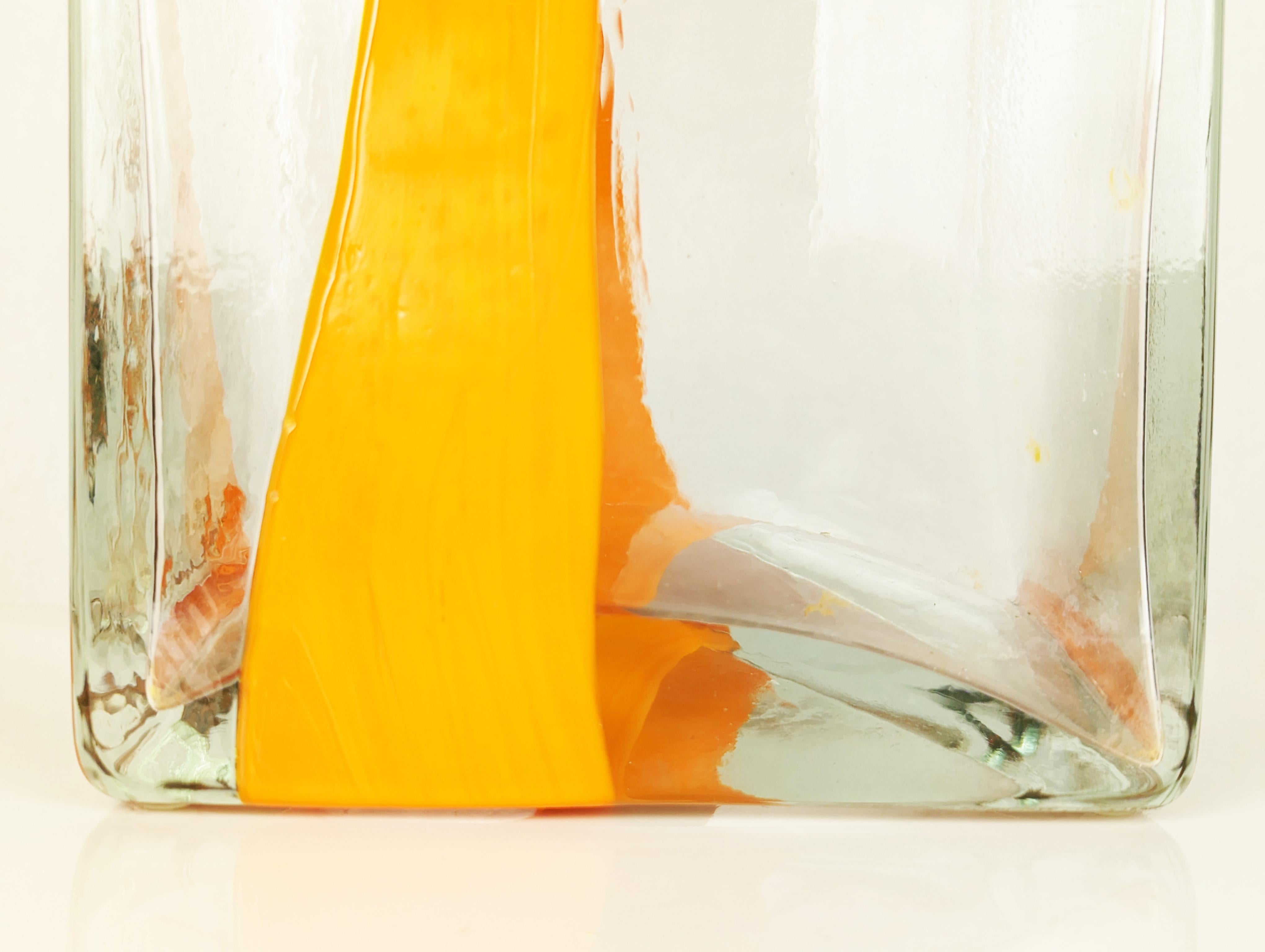 Grand porte-vase/parapluie en verre de Murano orange et transparent des années 1970 par Cardin pour Venini en vente 1