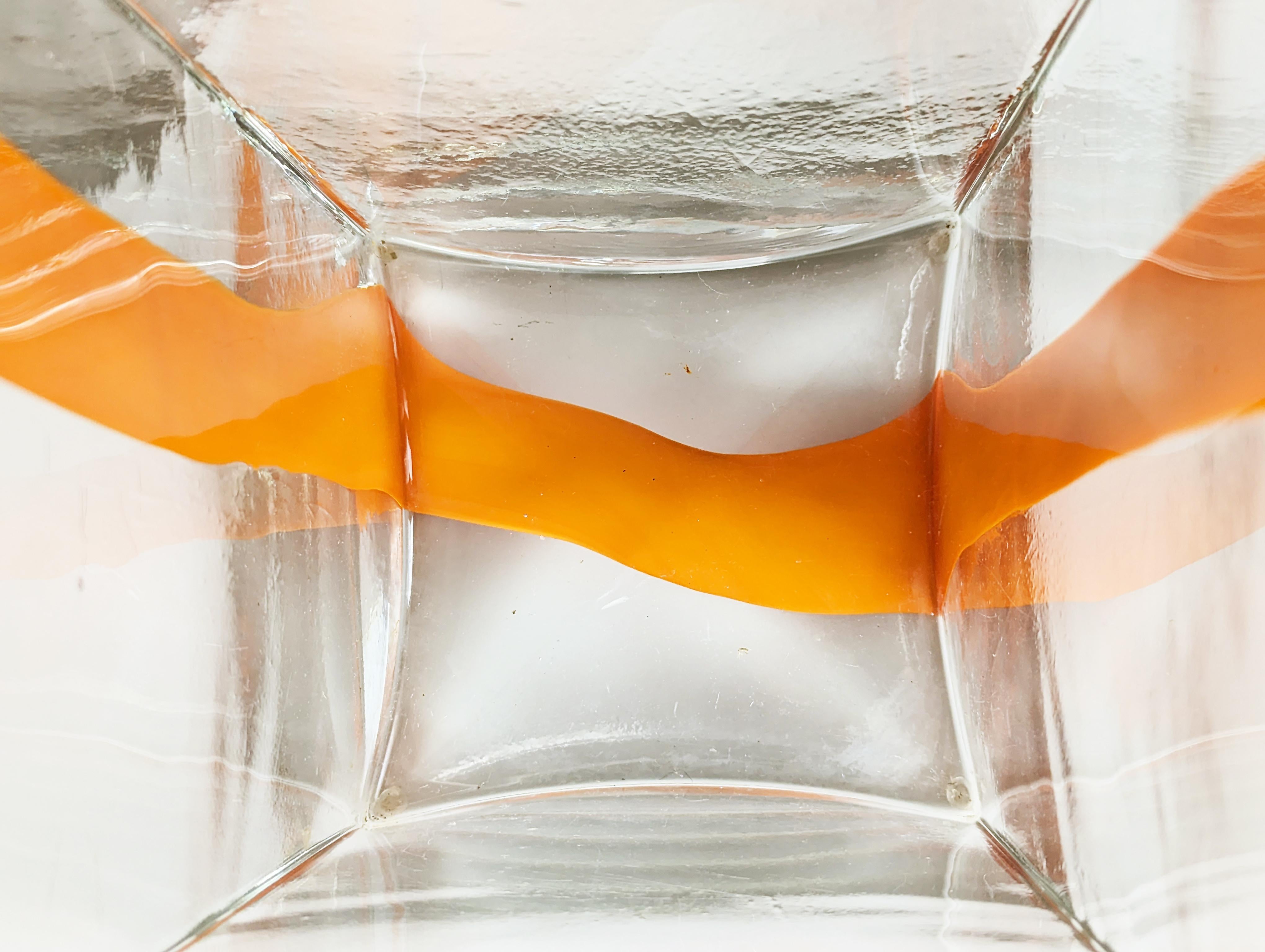 Verre de Murano Grand porte-vase/parapluie en verre de Murano orange et transparent des années 1970 par Cardin pour Venini en vente