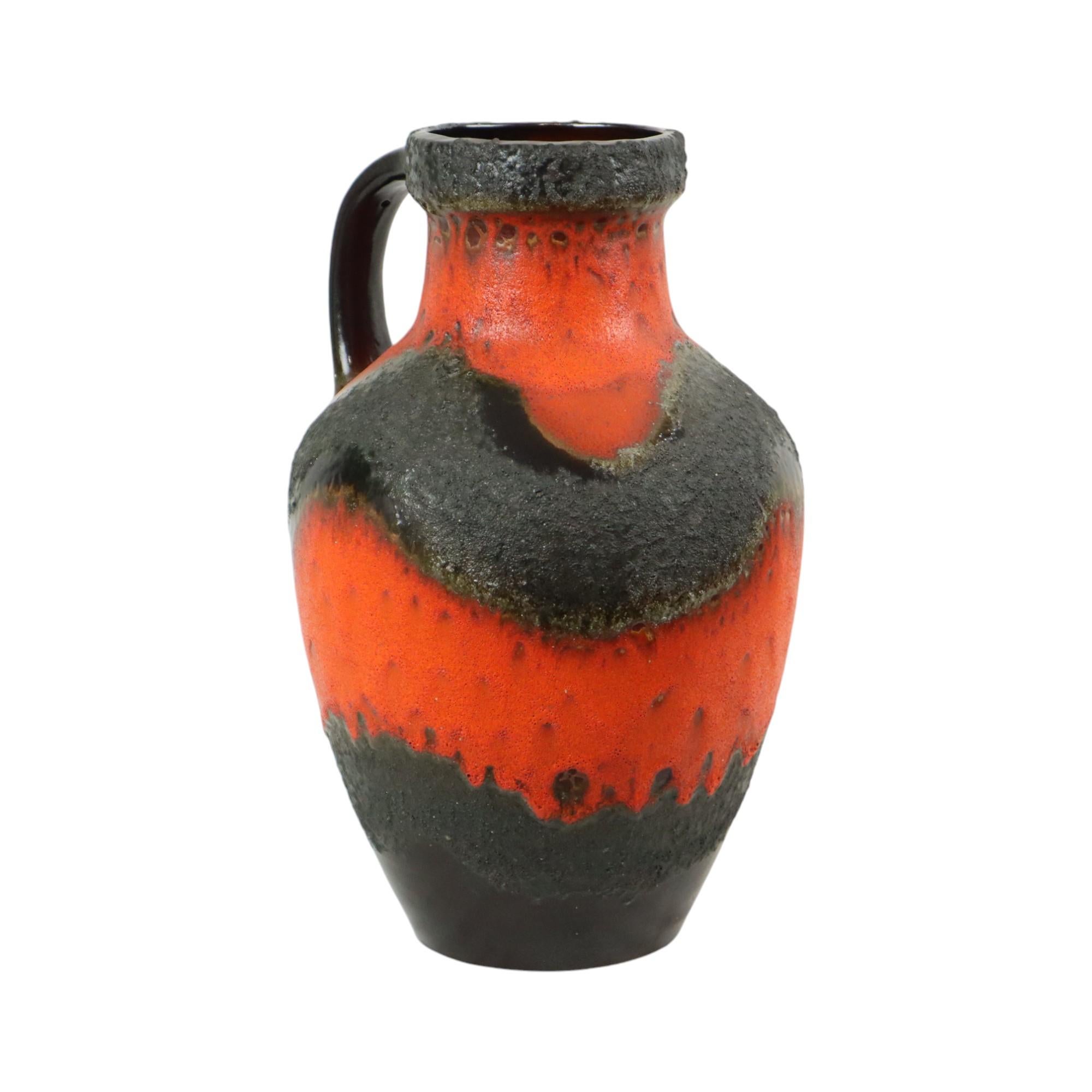 Smaltato Grande vaso di lava grassa arancione Germania Ovest Carstens 7315-45 in vendita