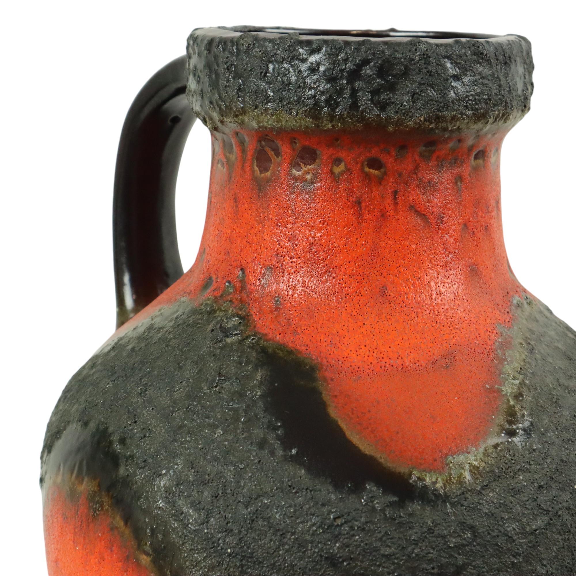 Metà XX secolo Grande vaso di lava grassa arancione Germania Ovest Carstens 7315-45 in vendita