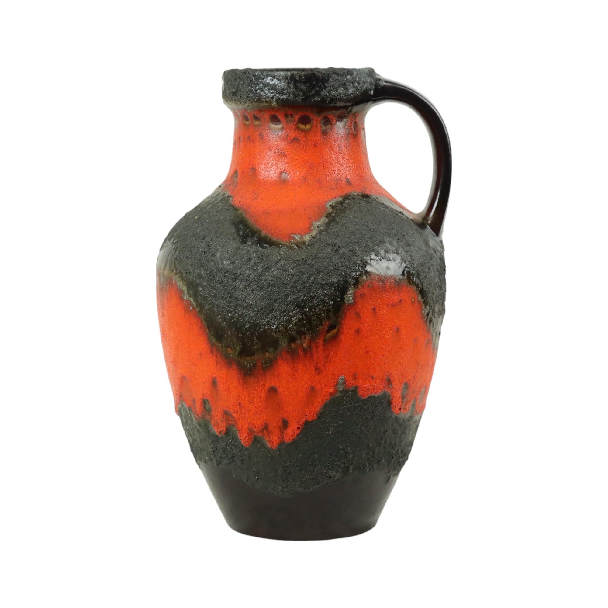 Gran Jarrón de Lava Gorda Naranja Alemania Occidental Carstens 7315-45