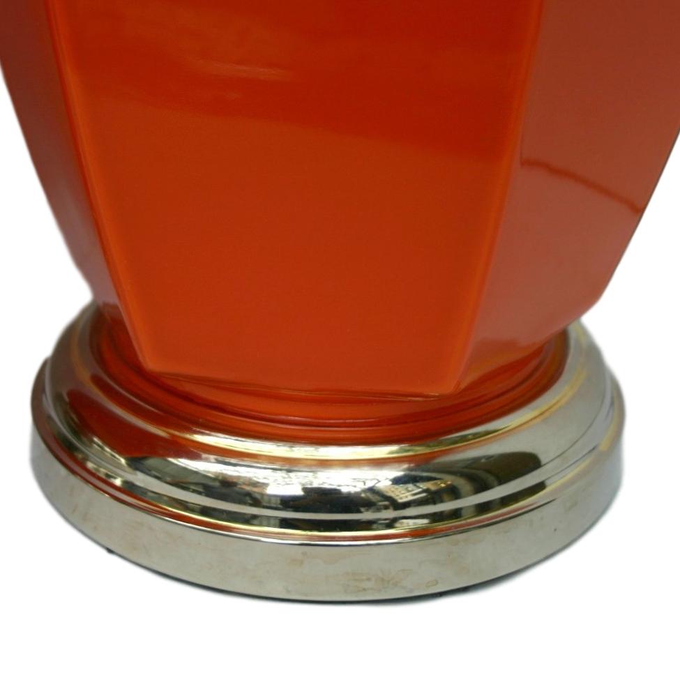 French Large Orange Glass Lamps For Sale
