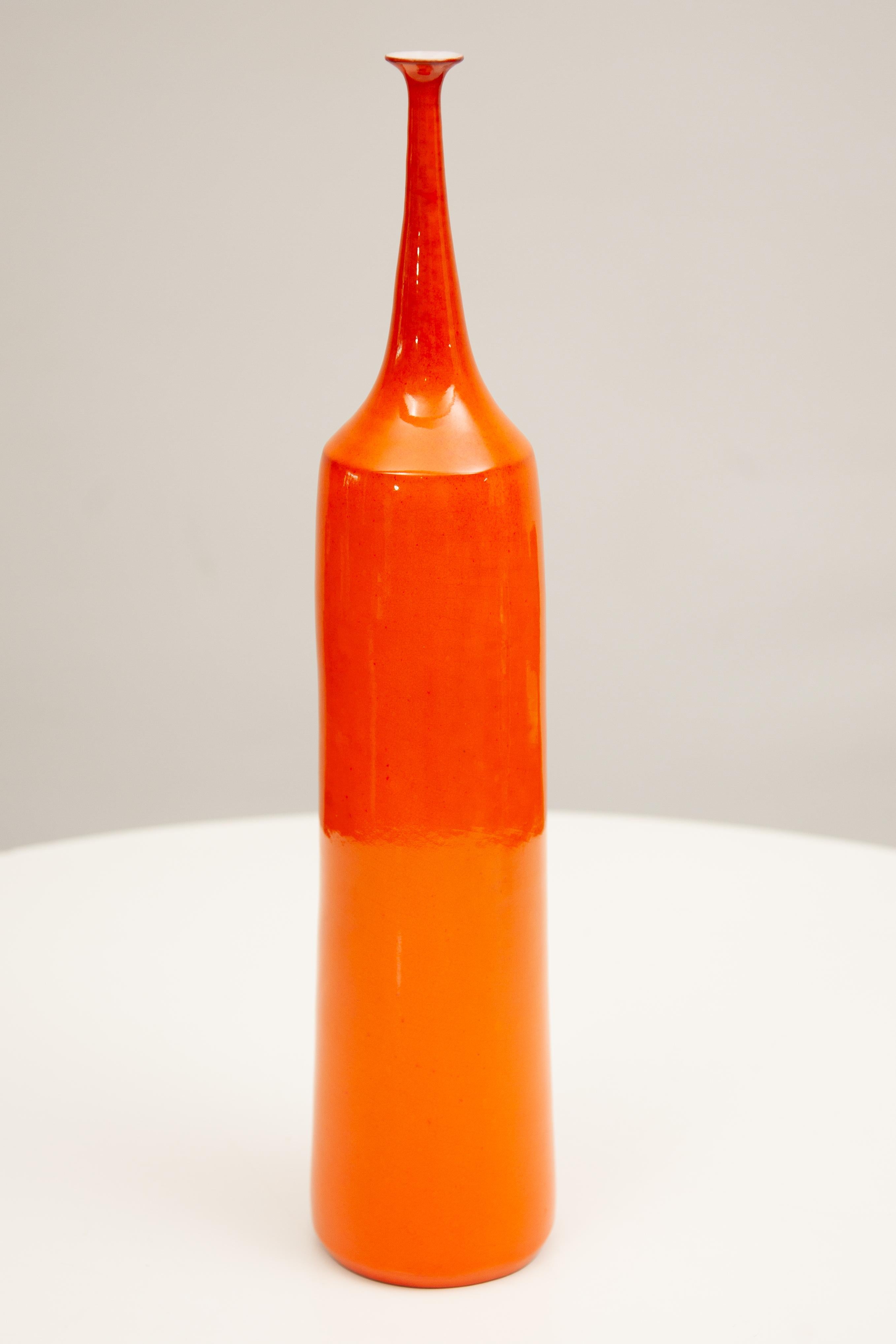 Belga Vaso grande in Amphora Ceramics smaltata arancione, Belgio, Paco in vendita