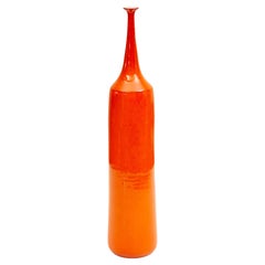 Gran jarrón de cerámica Amphora Ceramics esmaltada en naranja, Bélgica, Paco