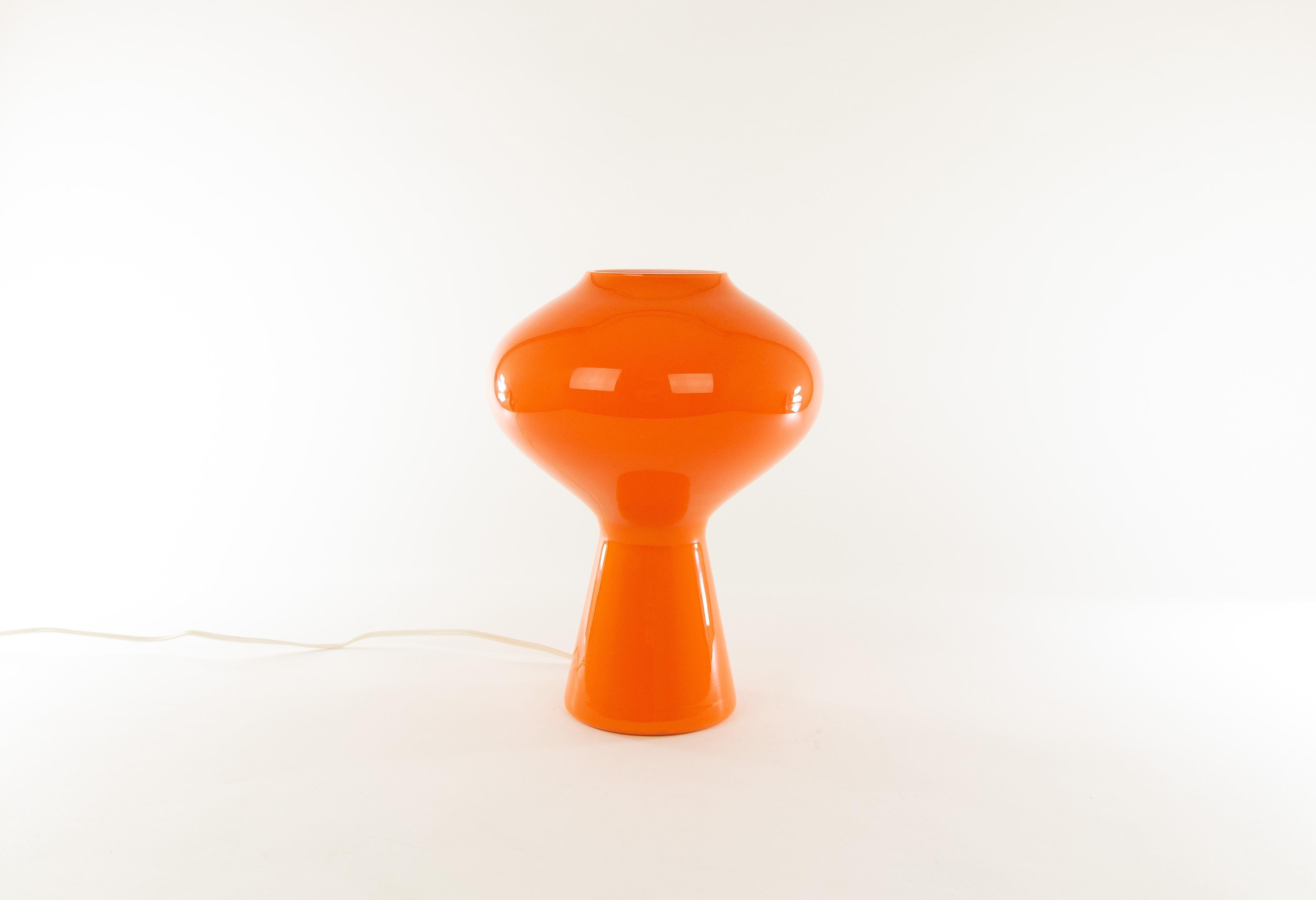 Mid-Century Modern Large Orange Hand Blown Fungo Table Lamp by Massimo Vignelli for Venini, 1950s