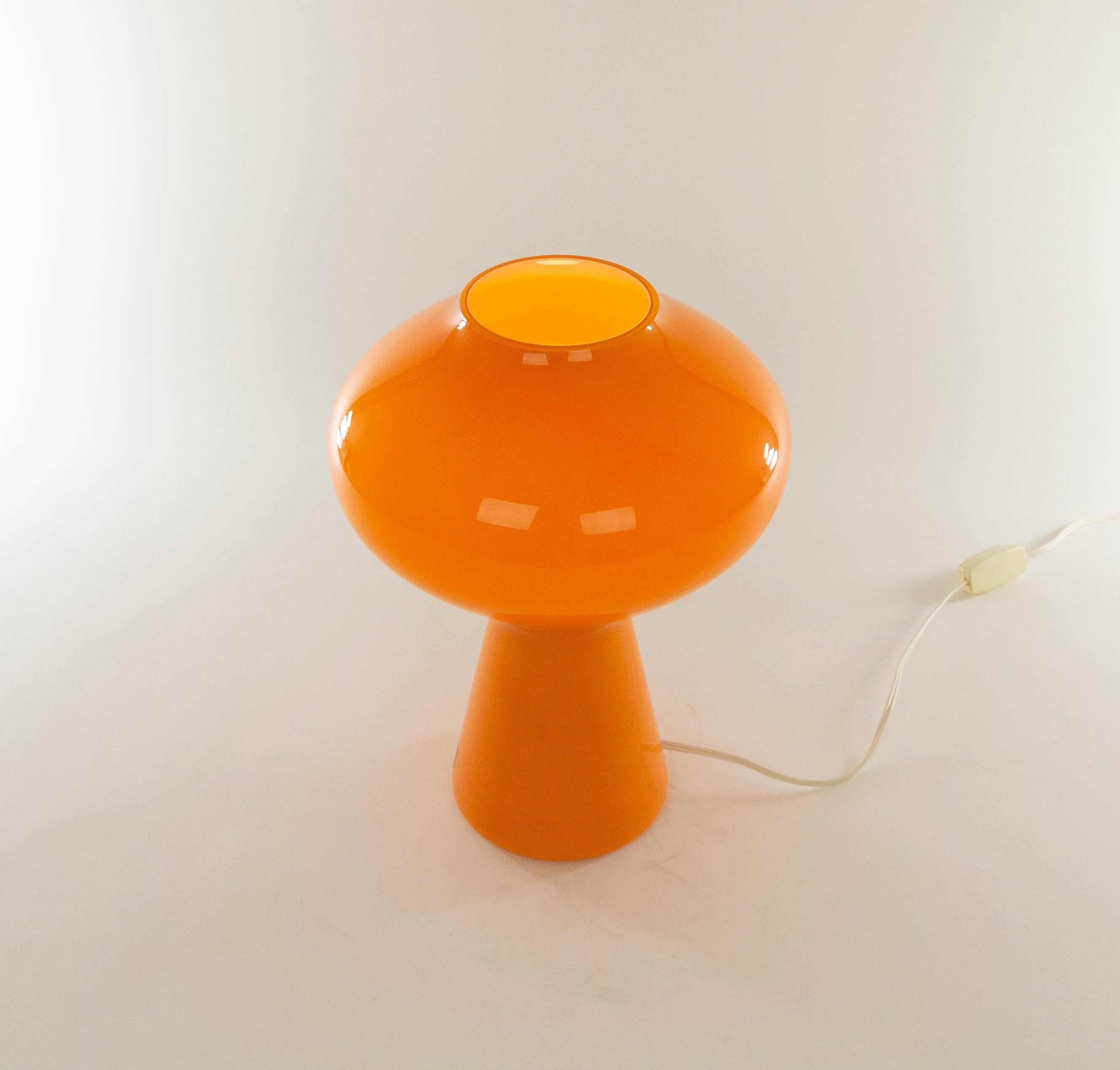 Mid-Century Modern Grande lampe de table Fungo orange soufflée à la main par Massimo Vignelli pour Venini, années 1950 en vente