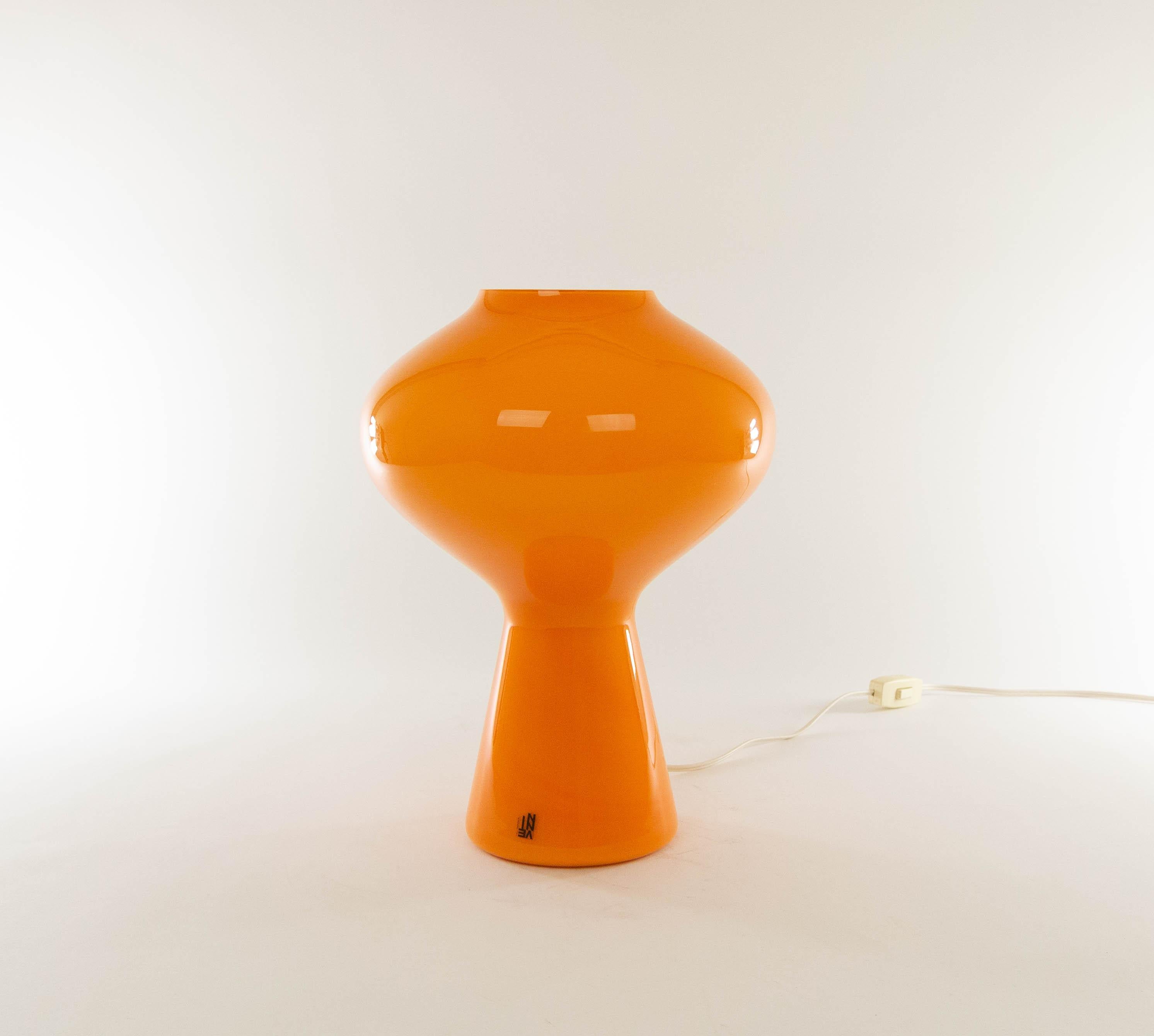 Large Orange Hand Blown Fungo Table Lamp by Massimo Vignelli for Venini, 1950s In Good Condition For Sale In Rotterdam, NL