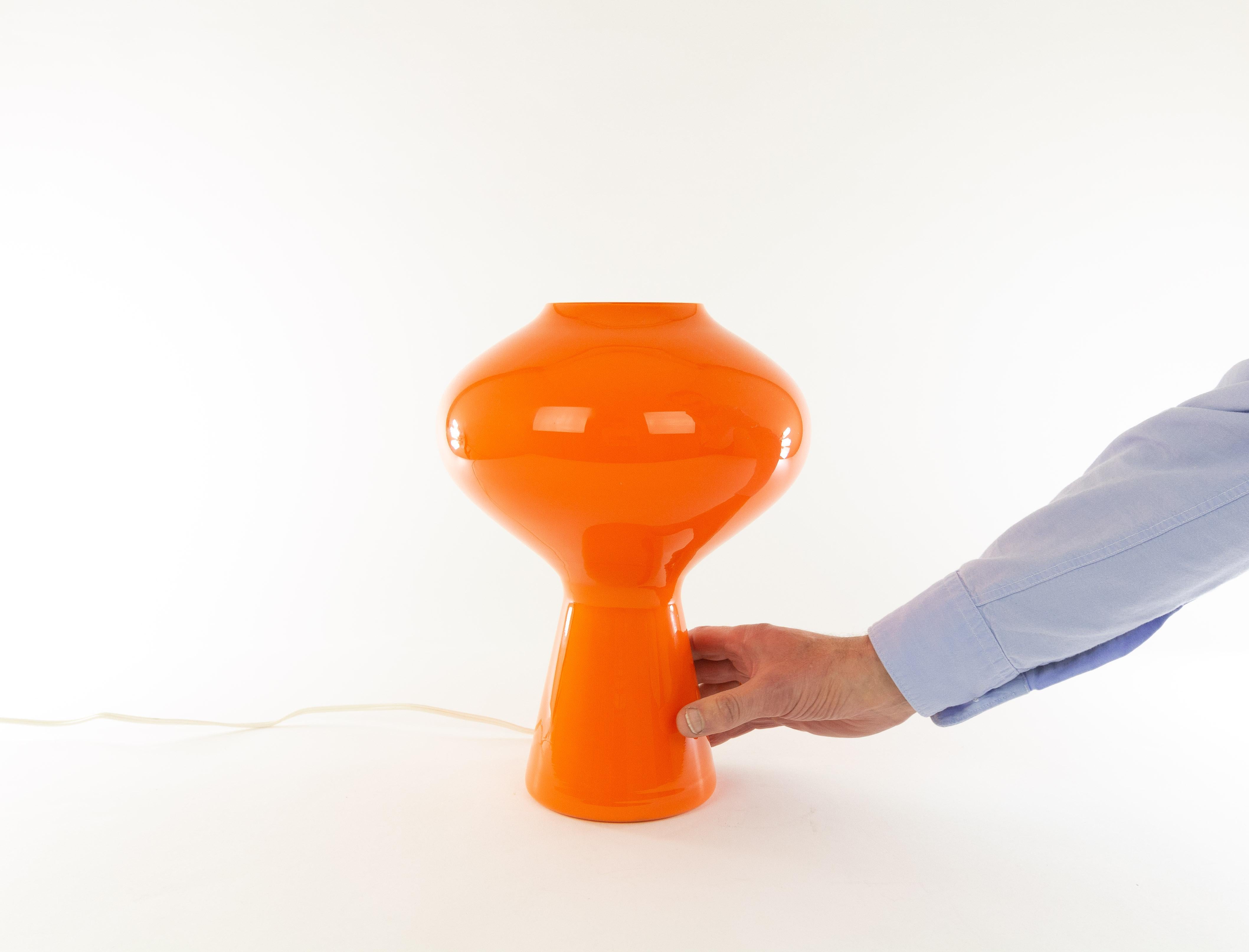 Mid-20th Century Large Orange Hand Blown Fungo Table Lamp by Massimo Vignelli for Venini, 1950s