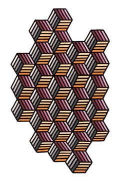 Grand tapis de parquet hexagonal orange de Gandia Blasco