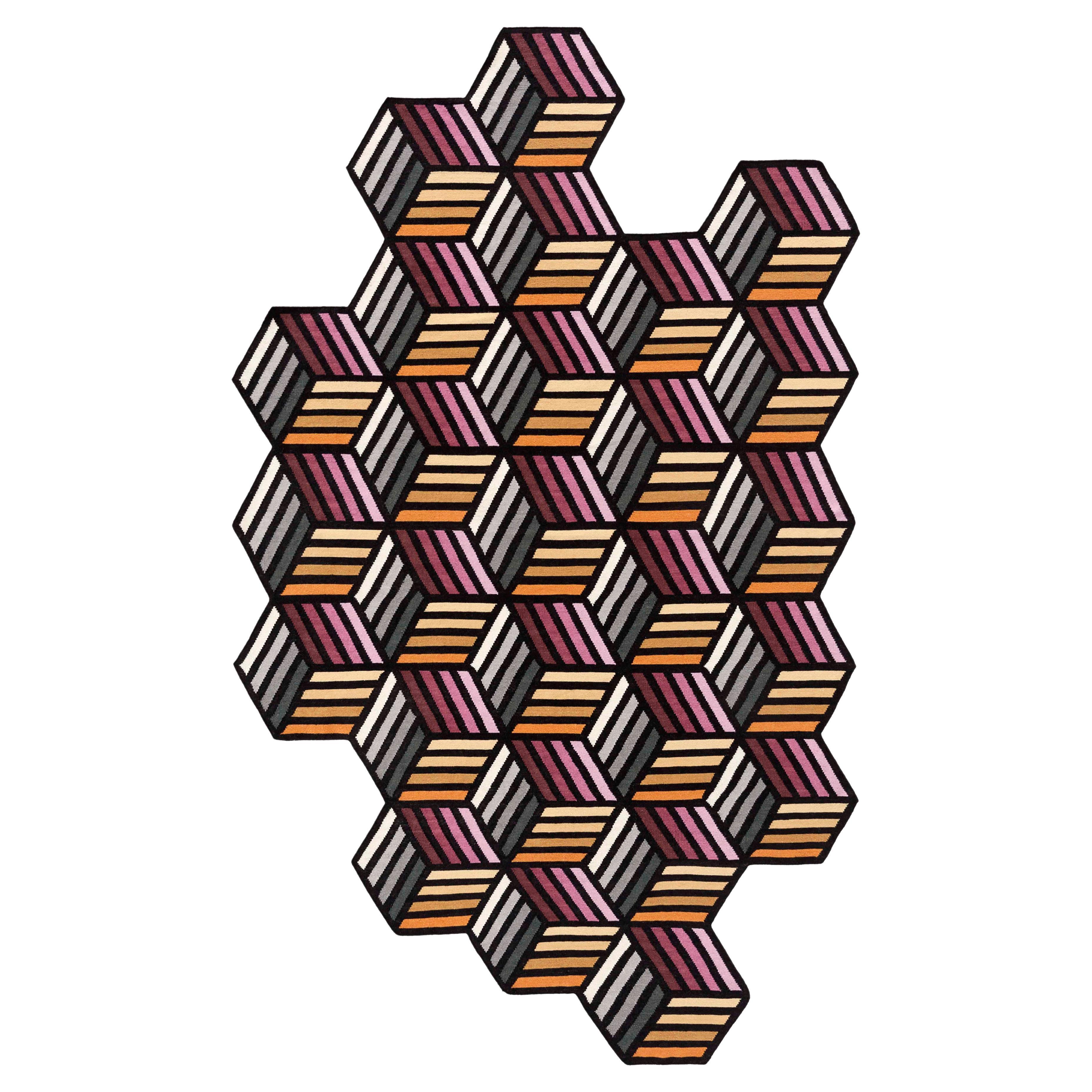Large Orange Hexagon Parquet Rug by Gandia Blasco