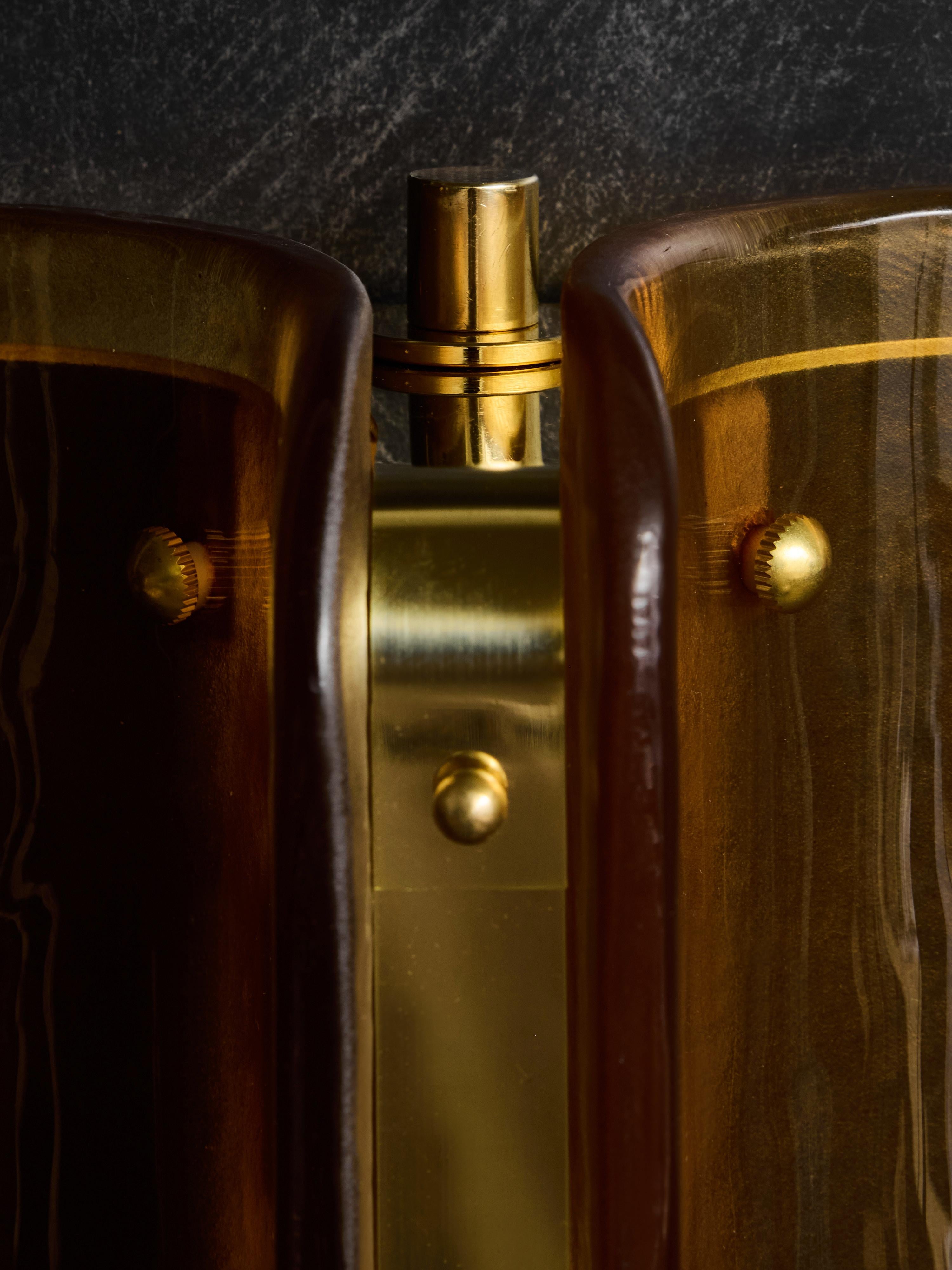 Grande applique arancione in vetro di Murano e ottone in vendita 1