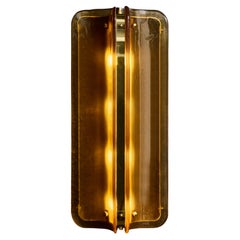 Large Orange Murano Glass and Brass Wall Sconces