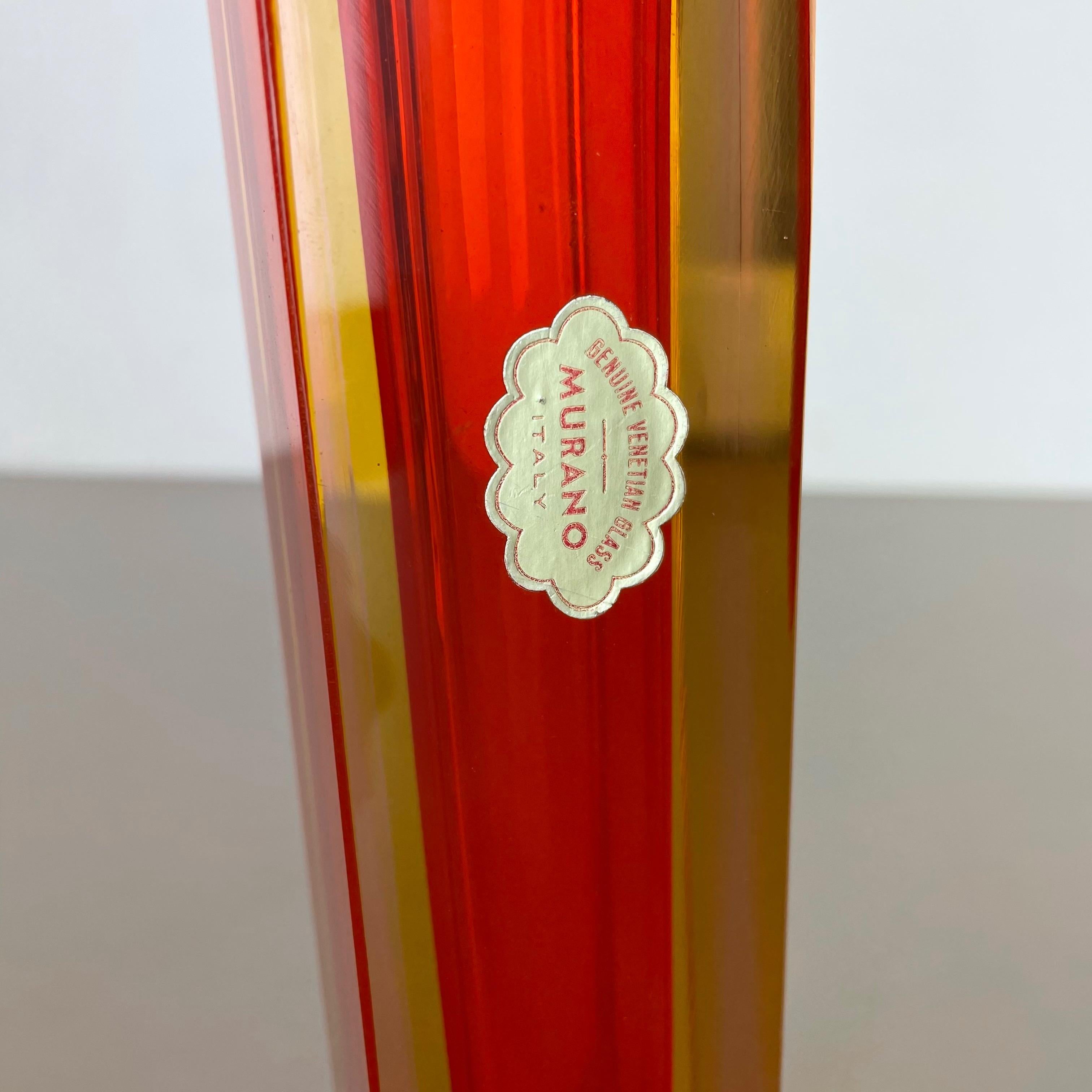 Large Orange Murano Glass Sommerso Vase by Flavio Poli Attributed, Italy 1970s 4