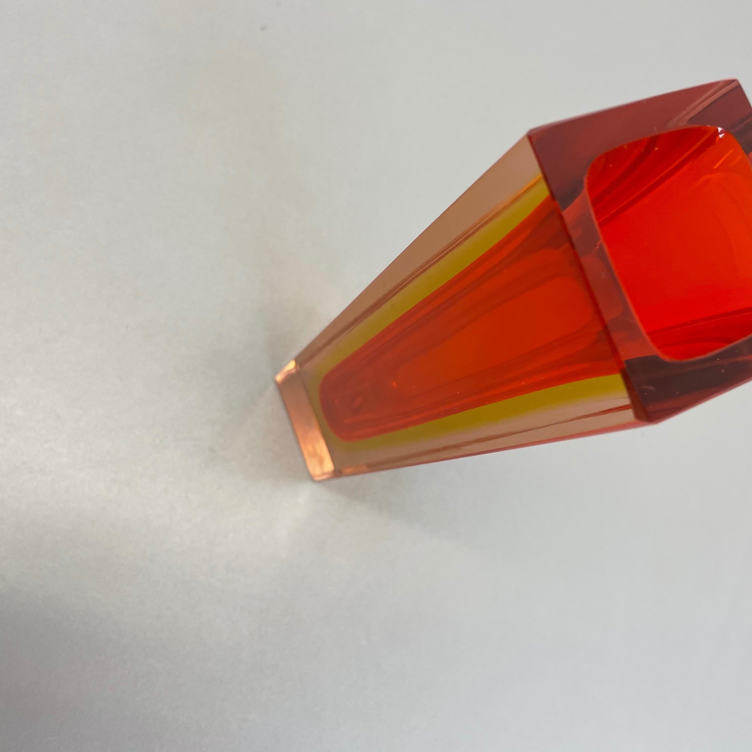 Large Orange Murano Glass Sommerso Vase by Flavio Poli Attributed, Italy 1970s 6