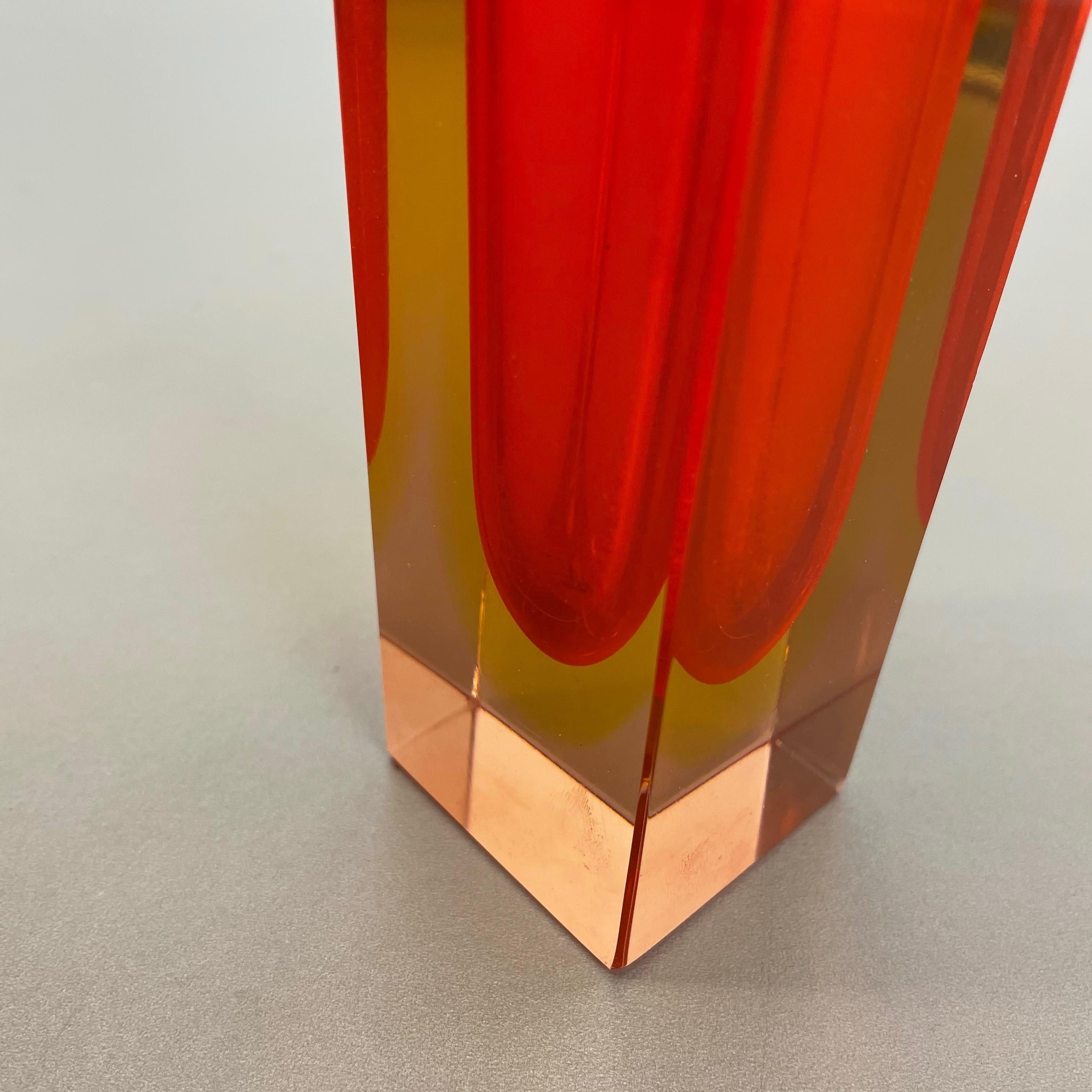 Large Orange Murano Glass Sommerso Vase by Flavio Poli Attributed, Italy 1970s 1