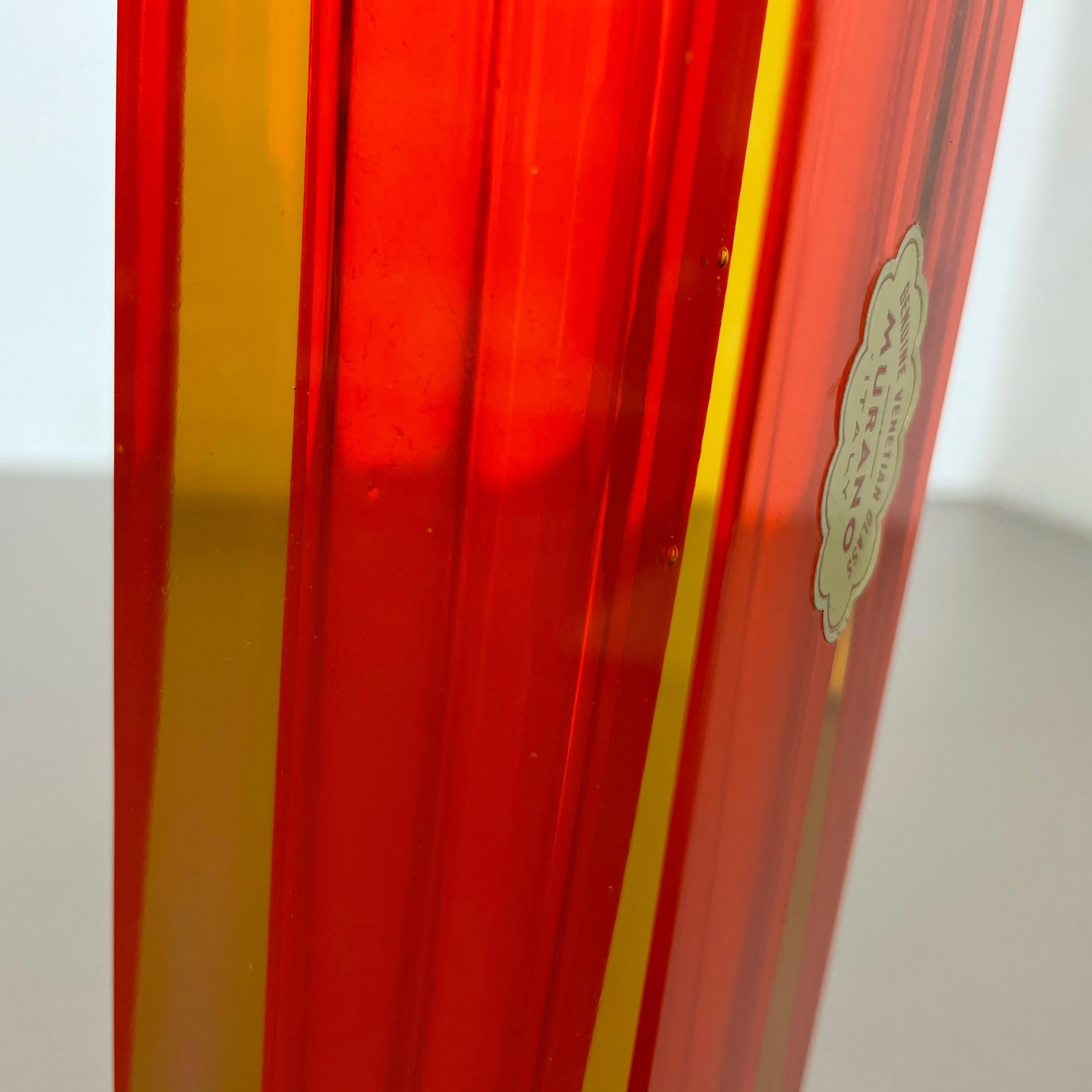 Large Orange Murano Glass Sommerso Vase by Flavio Poli Attributed, Italy 1970s 3