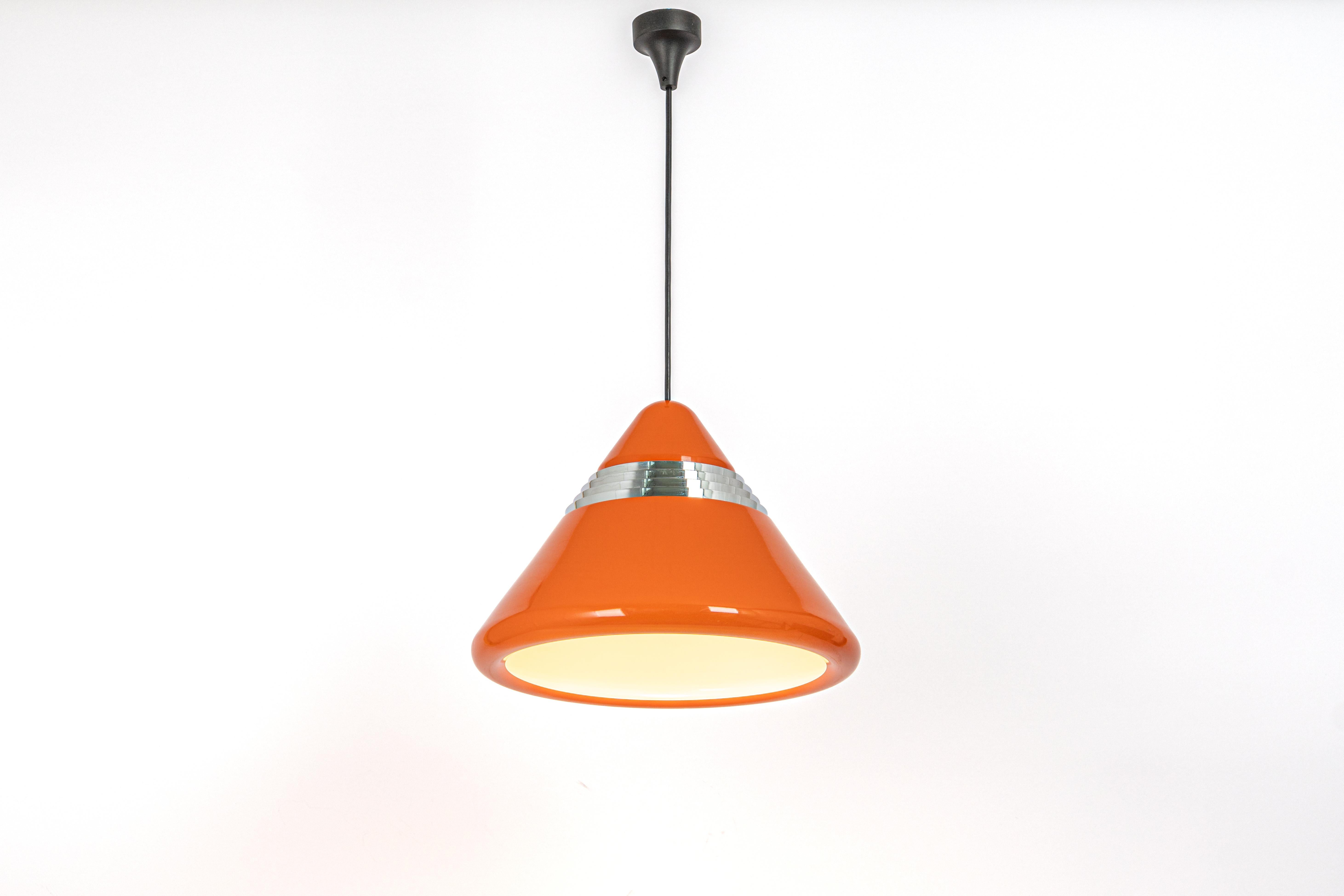 Large Orange Pendant Light designed by Kazuo Motozawa, Staff, 1970s In Good Condition For Sale In Aachen, NRW