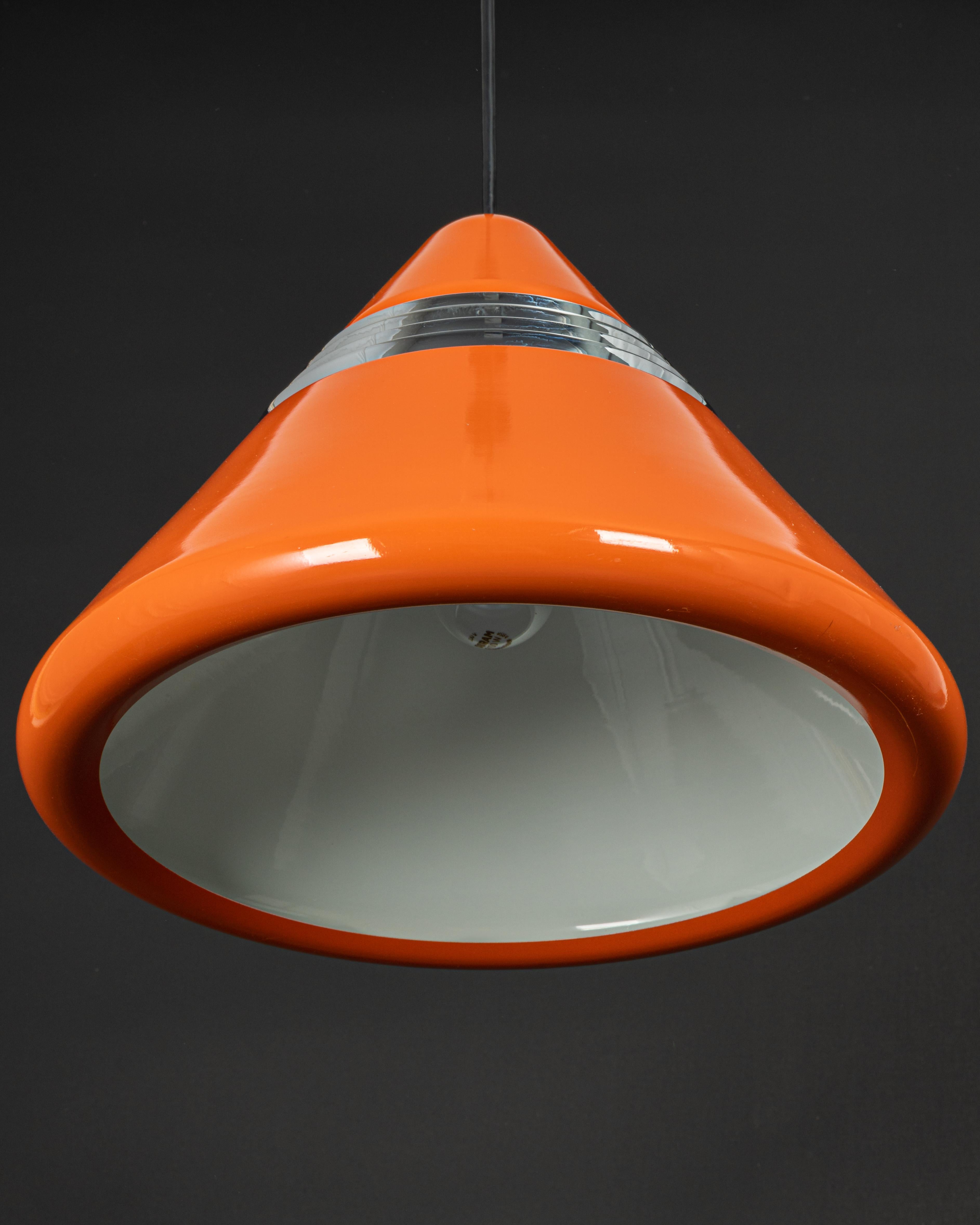 Large Orange Pendant Light designed by Kazuo Motozawa, Staff, 1970s For Sale 1
