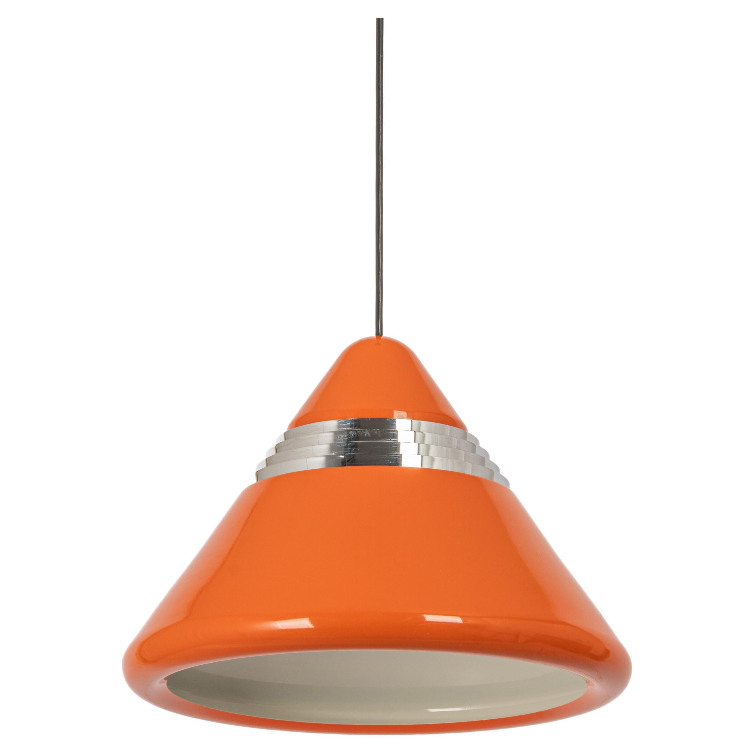 Large Orange Pendant Light designed by Kazuo Motozawa, Staff, 1970s For Sale