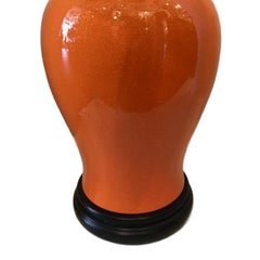 Large Orange Porcelain Table Lamp