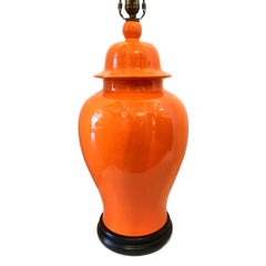 Large Orange Porcelain Table Lamp