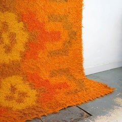 Large Vintage Swedish Shag Pile Rug by Tabergs Yllefabriks AB, 1960s Mid Century
