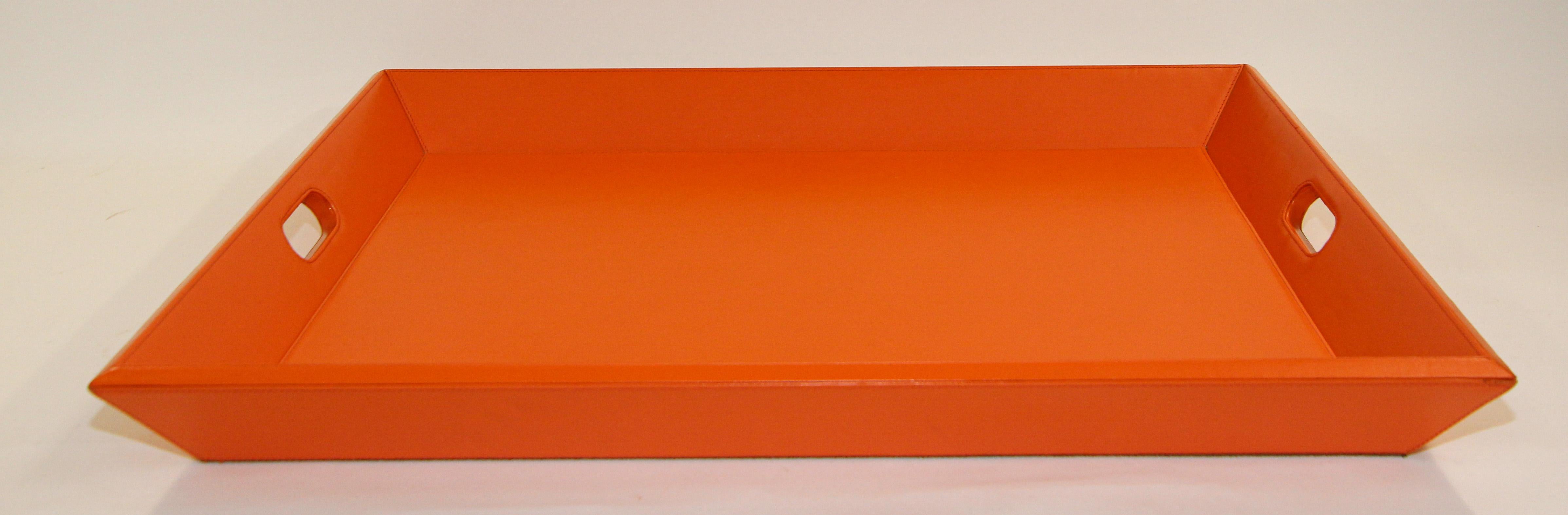 American Large Vintage Orange Tray with Handles by Williams Sonoma Home