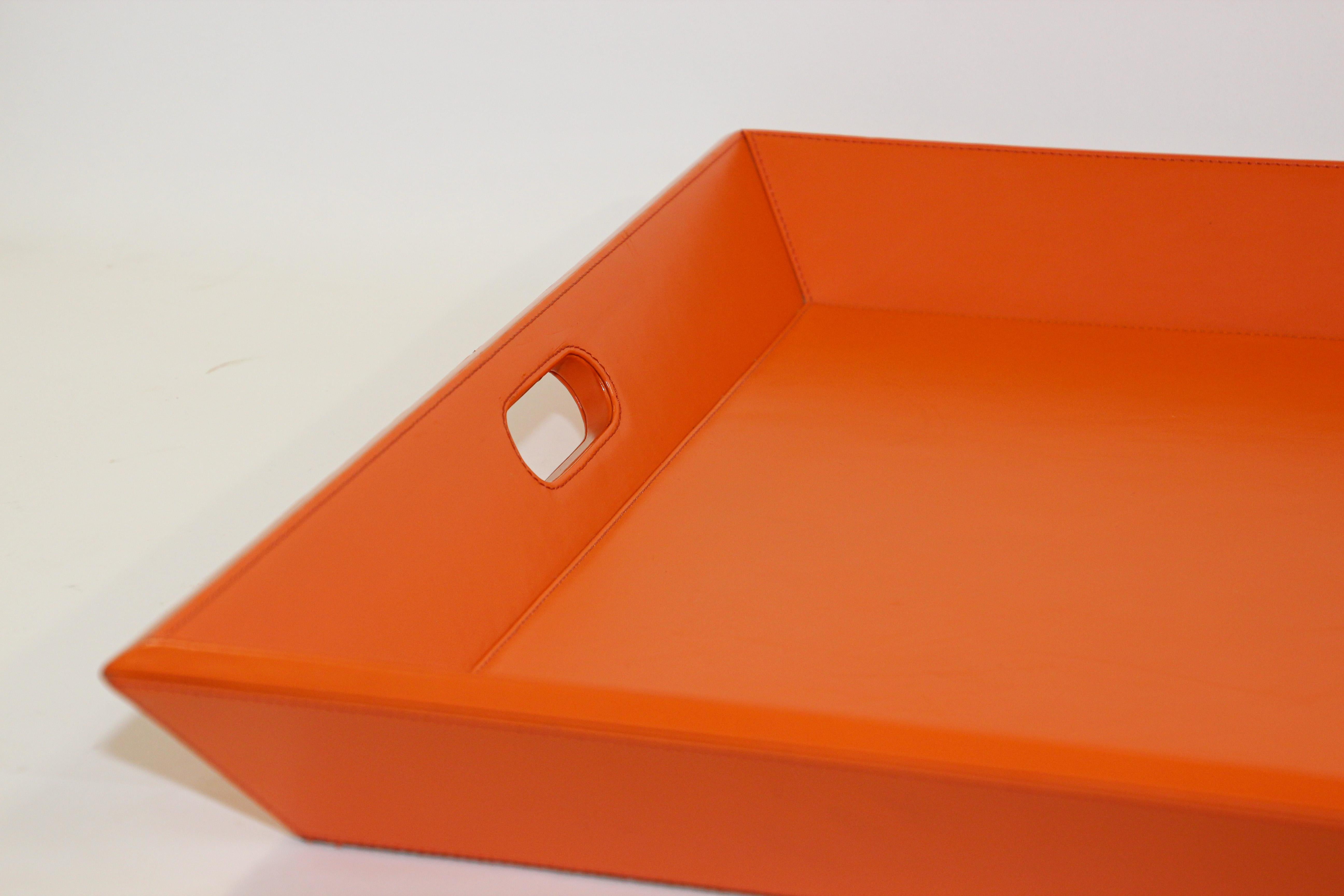 Large Vintage Orange Tray with Handles by Williams Sonoma Home In Good Condition In North Hollywood, CA