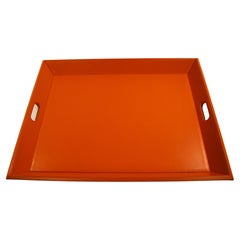 Großes orangefarbenes Vintage-Tablett mit Griffen von Williams Sonoma Home