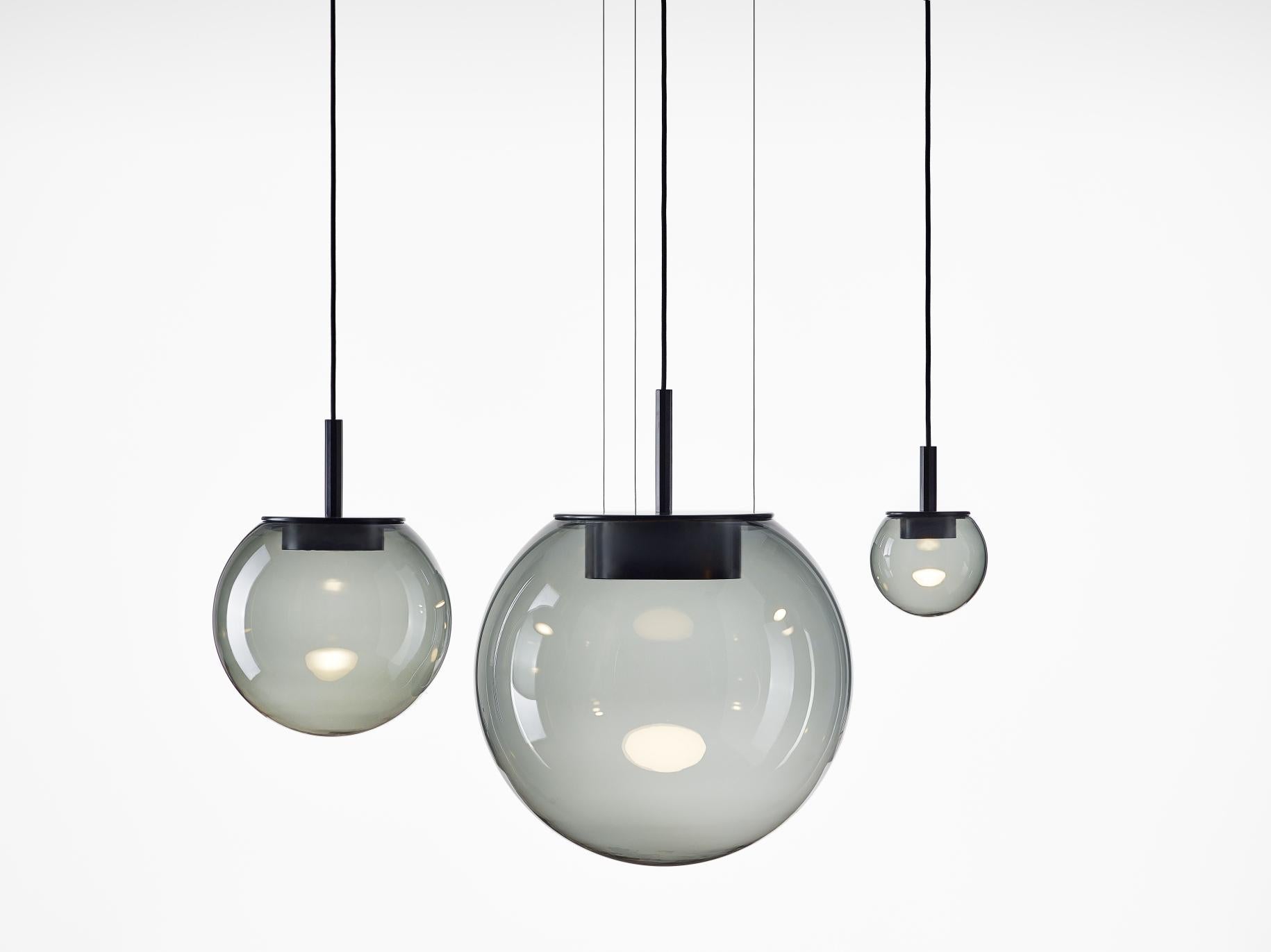 Contemporary Large 'Orbis 500' in Smoke Brown Blown Glass Pendant Lamp for Brokis For Sale