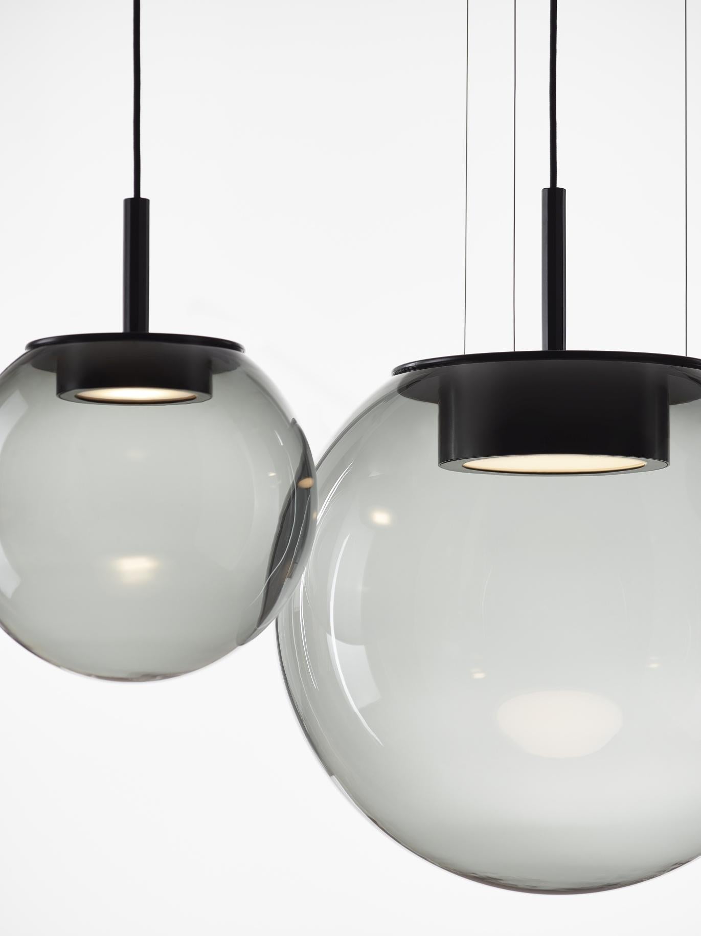 Mid-Century Modern Large 'Orbis 500' in Smoke Grey Blown Glass Pendant Lamp for Brokis For Sale