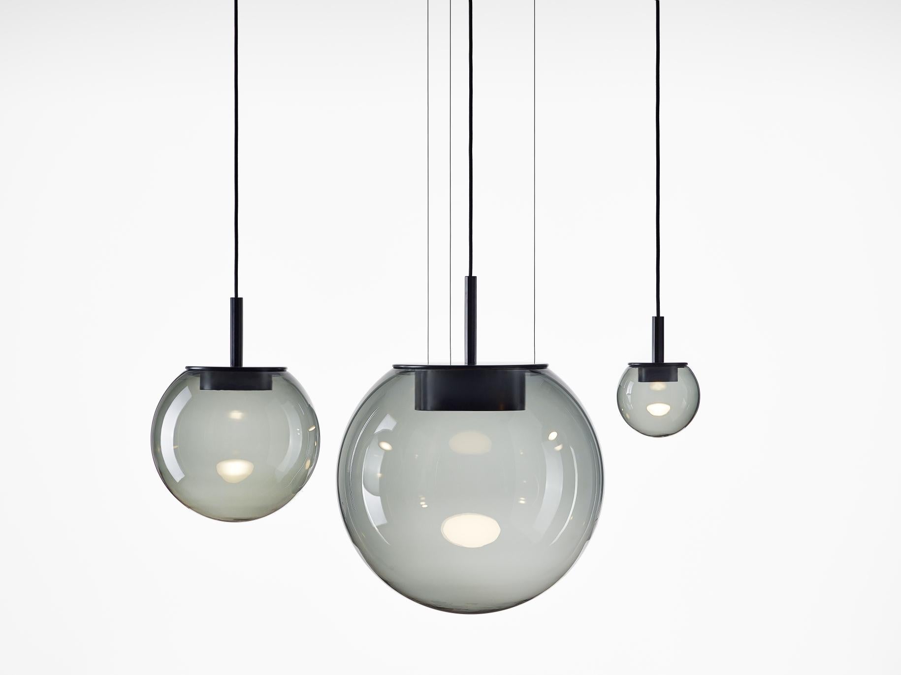 Large 'Orbis 500' in Smoke Grey Blown Glass Pendant Lamp for Brokis In New Condition For Sale In Glendale, CA