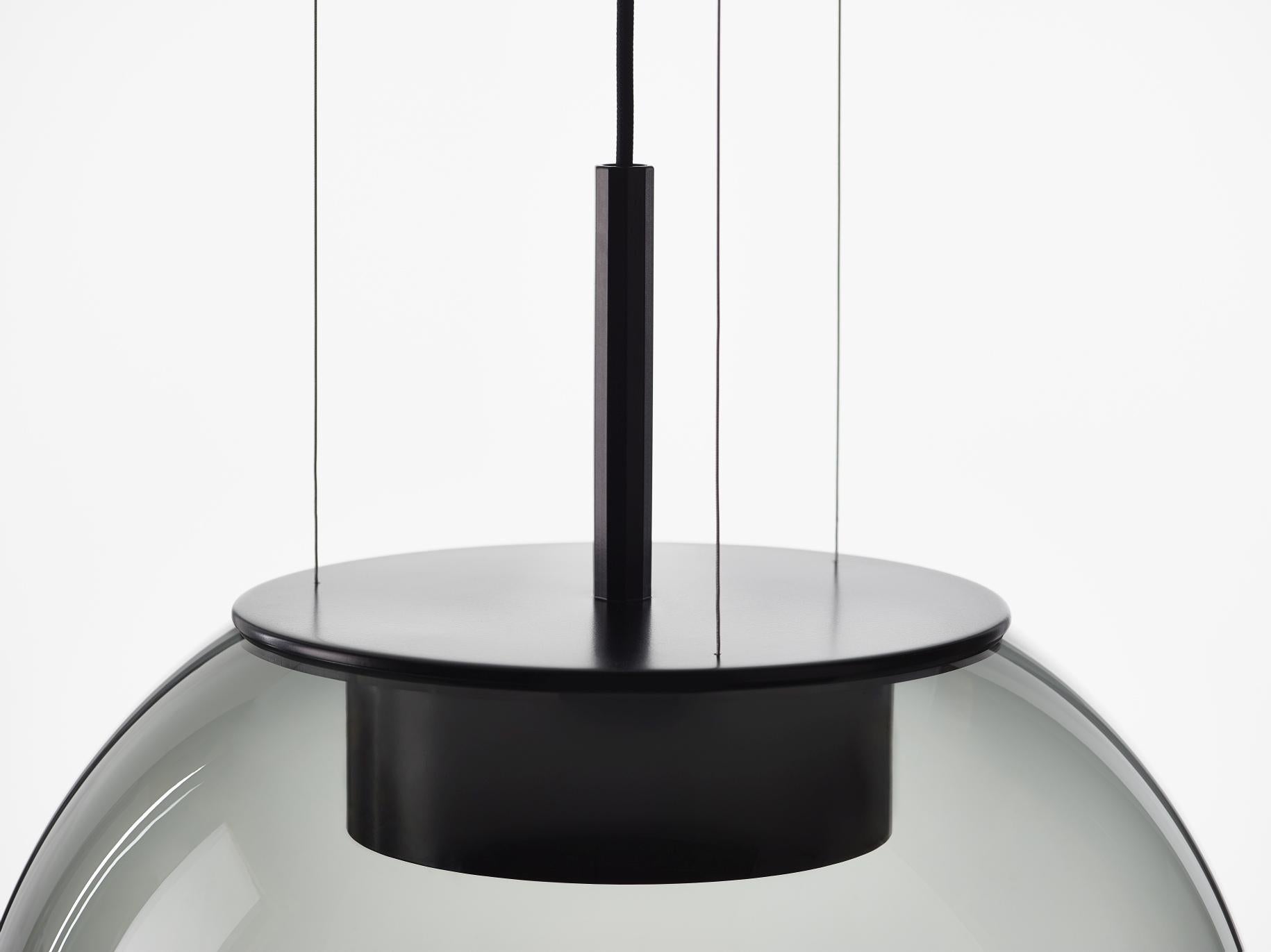 Contemporary Large 'Orbis 500' in Smoke Grey Blown Glass Pendant Lamp for Brokis For Sale