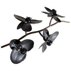 Large Orchid Sculpture by Robert Kuo, Hand Repoussé Copper, Limited Edition