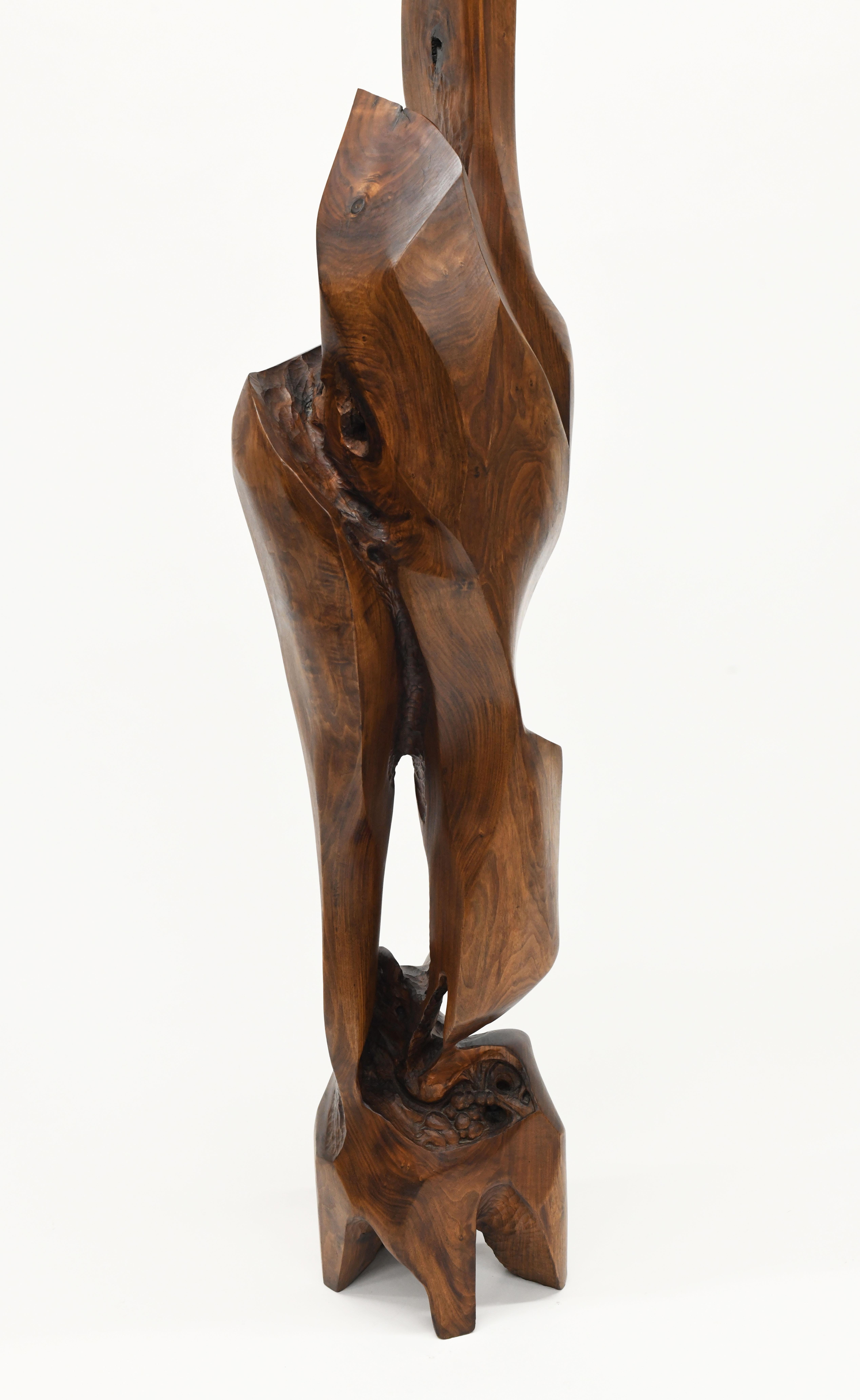 large abstract wood sculpture