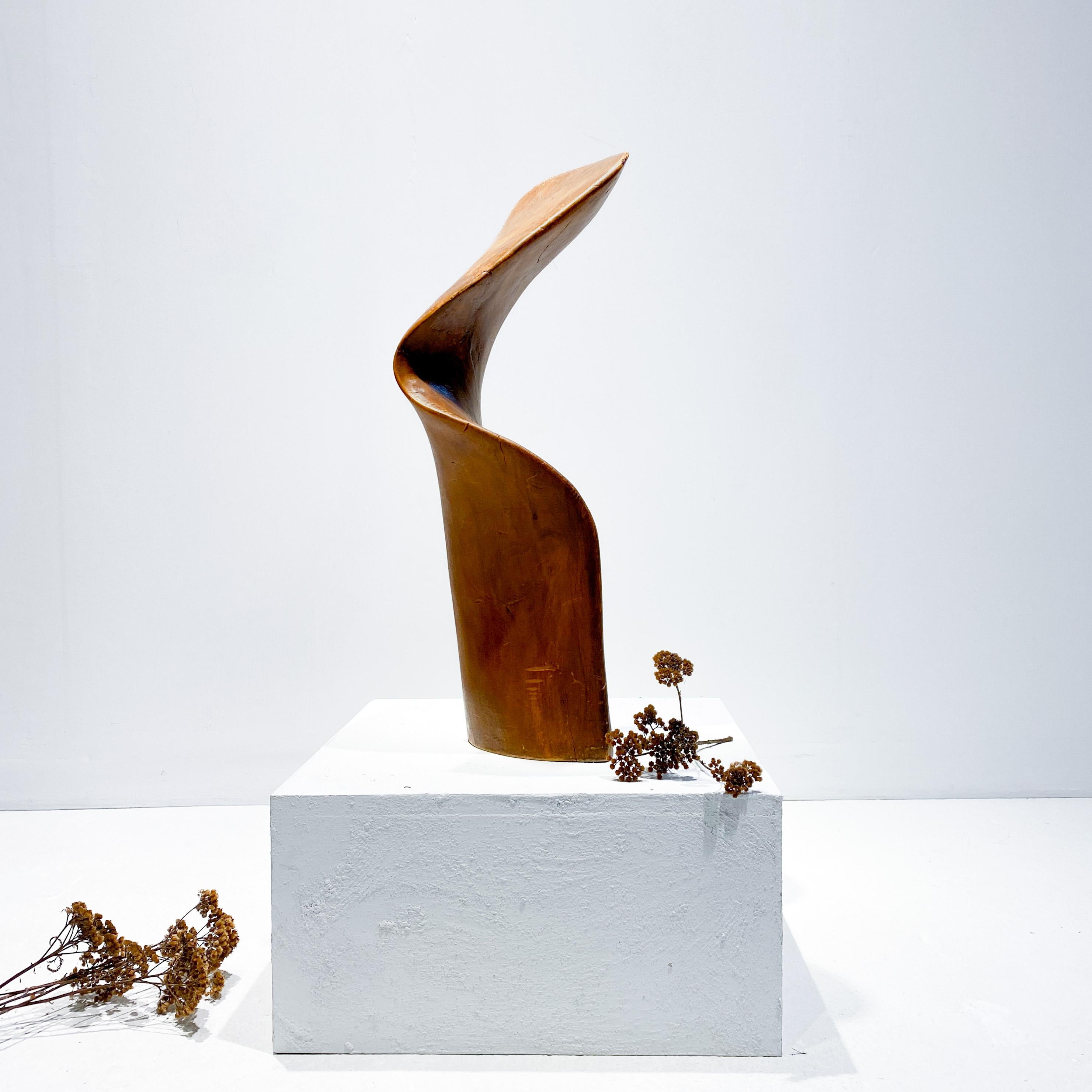 Néerlandais Grande sculpture abstraite organique, bois sculpté à la main, années 1970, style Jean Arp en vente