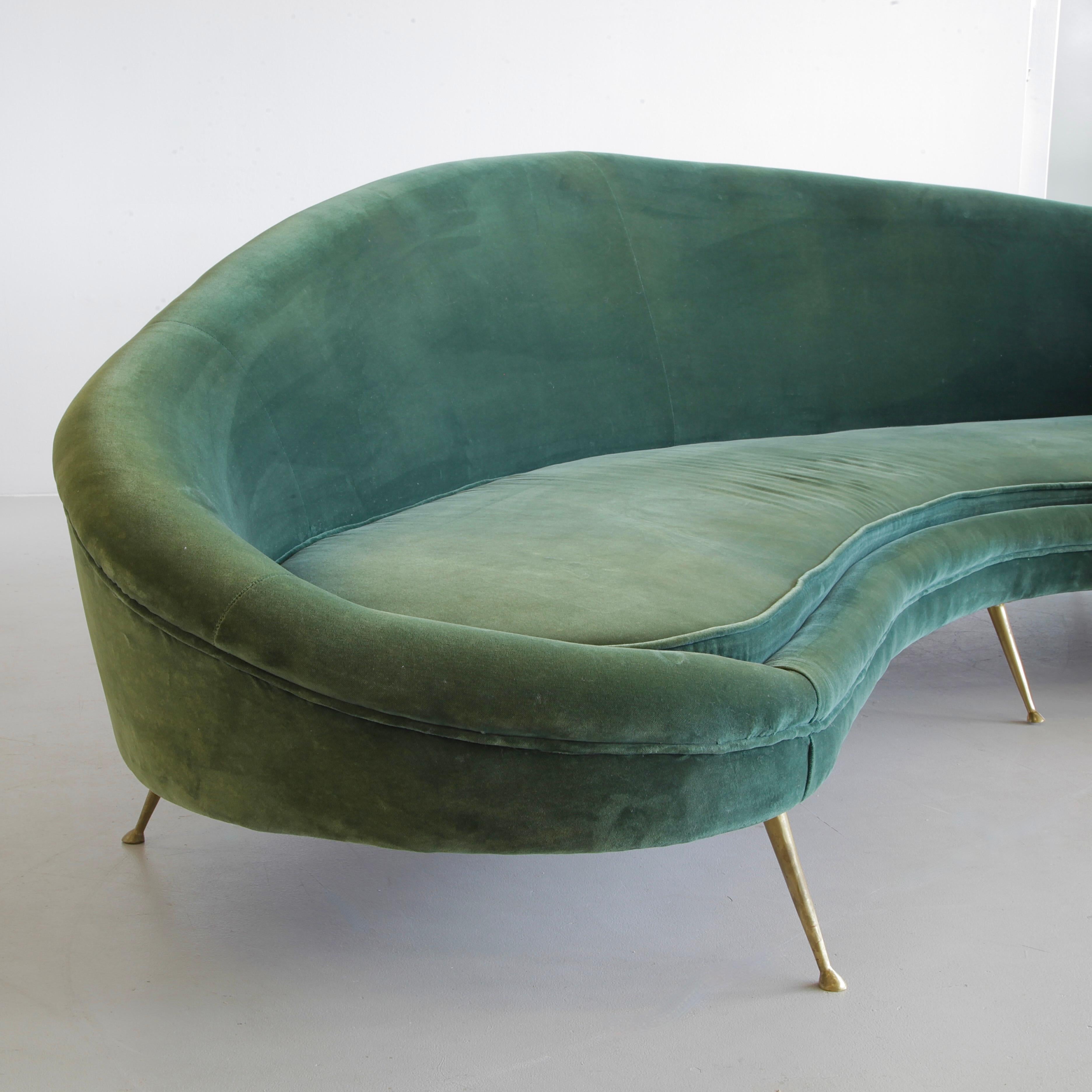 Mid-Century Modern Large Organic Curved Sofa in the Style of Ico Parisi