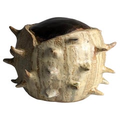 Large Organic Glazed Stoneware Chestnut Sculpture 20th Century