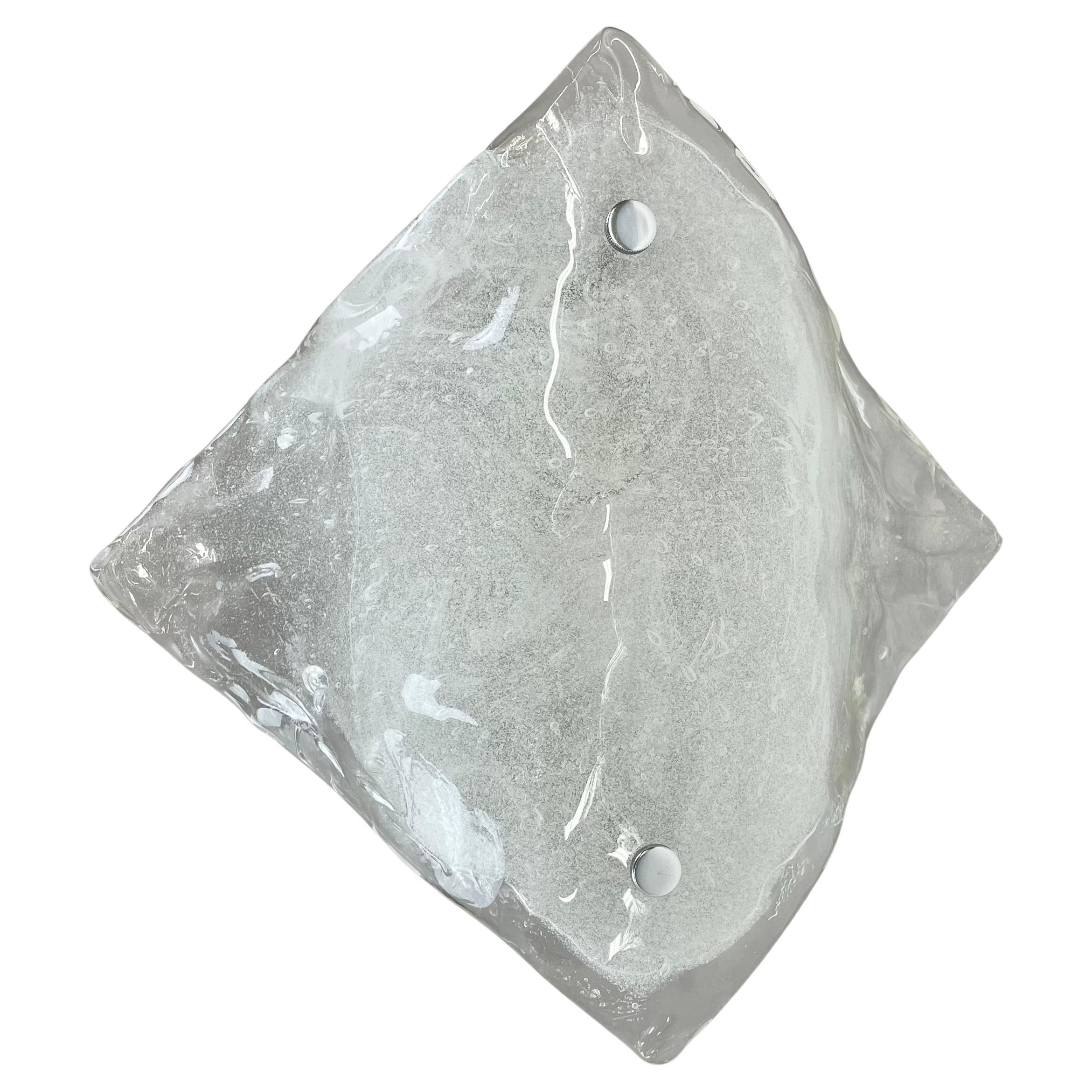 Large organic Hollywood Regency Ice Glass Wall Light Made by Kalmar Lights, 1970