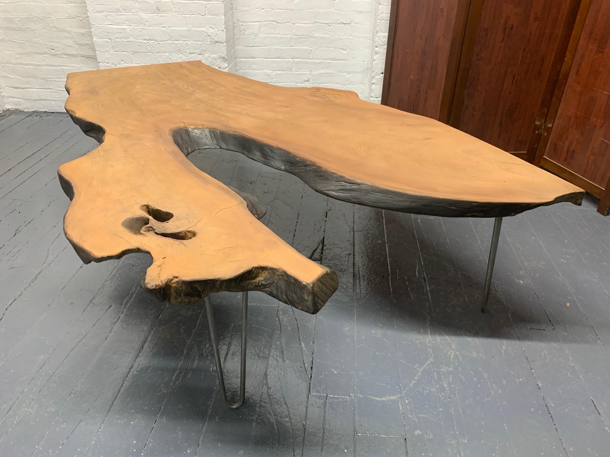 Mid-Century Modern Large Organic Live Edge Coffee Table For Sale