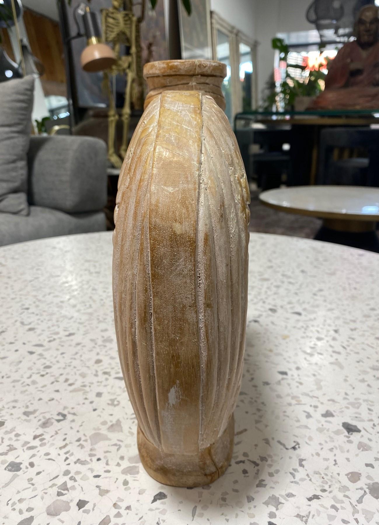 Large Organic Mid-Century Modern Natural Wood Carved Sculptural Art Vase Vessel For Sale 5