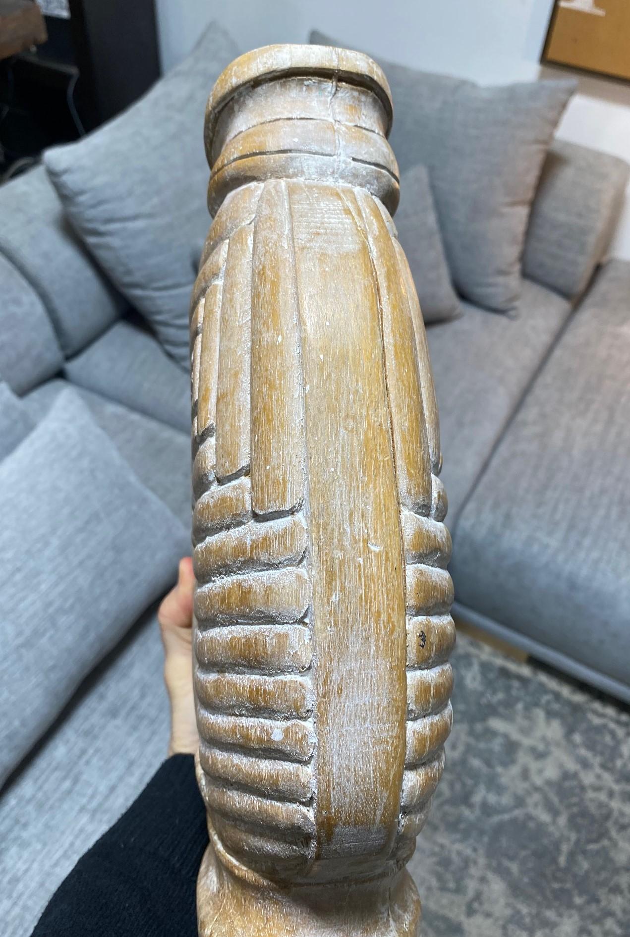 Large Organic Mid-Century Modern Natural Wood Carved Sculptural Art Vase Vessel For Sale 10