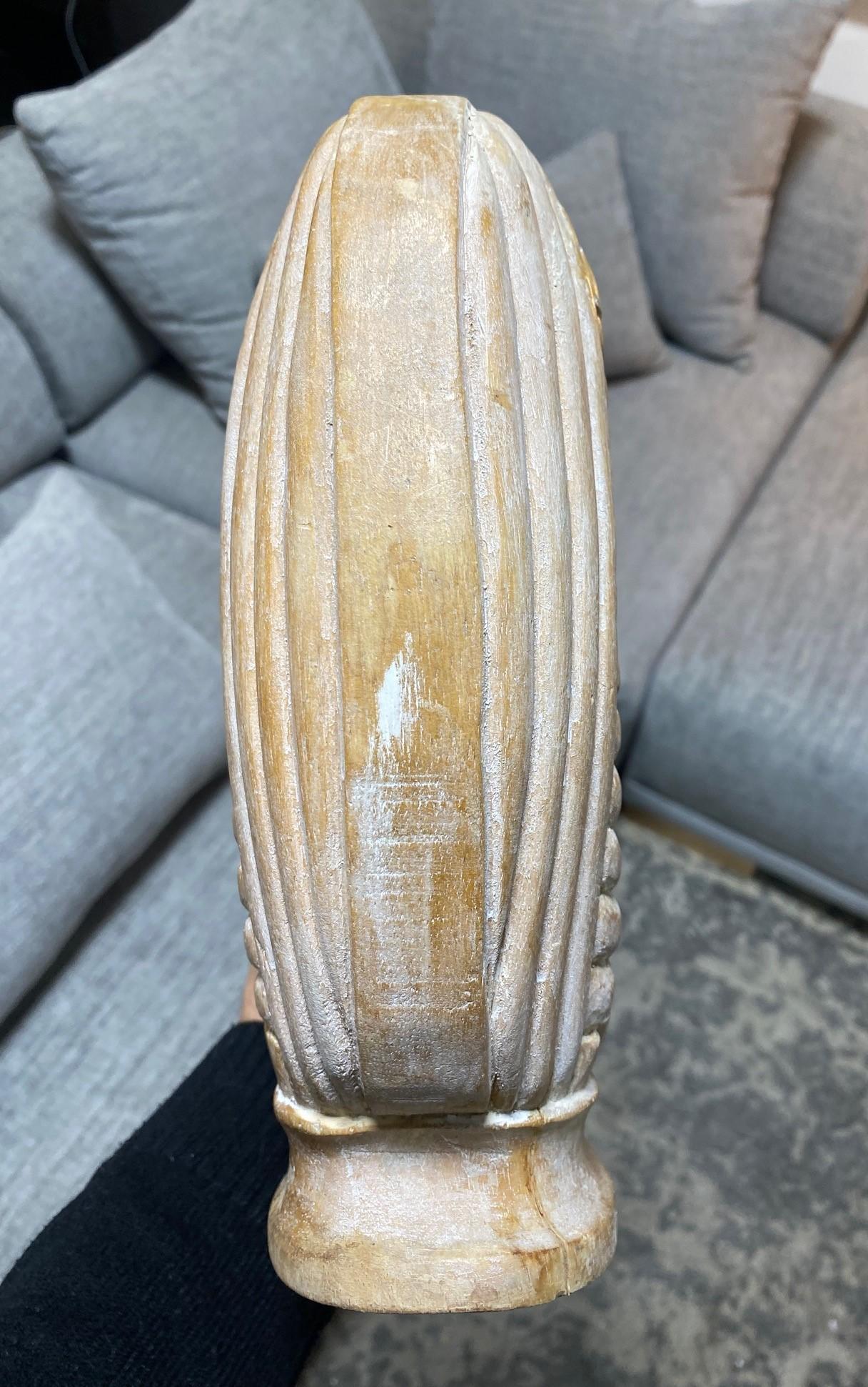 Large Organic Mid-Century Modern Natural Wood Carved Sculptural Art Vase Vessel For Sale 12