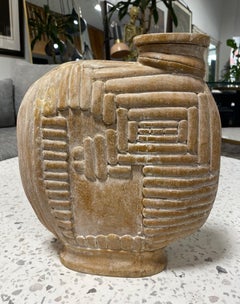 Large Organic Mid-Century Modern Natural Wood Carved Sculptural Art Vase Vessel