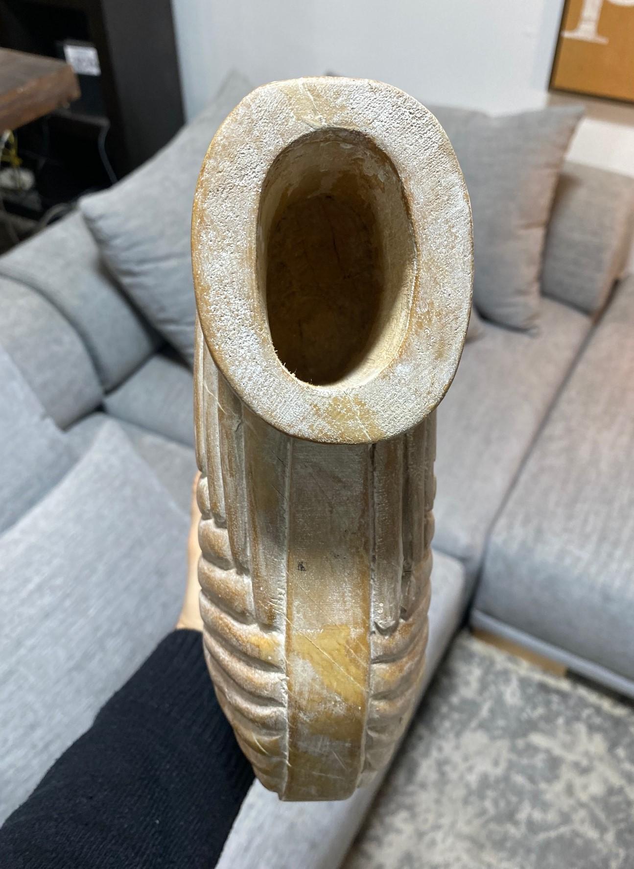 Large Organic Mid-Century Modern Natural Wood Carved Sculptural Art Vase Vessel For Sale 14