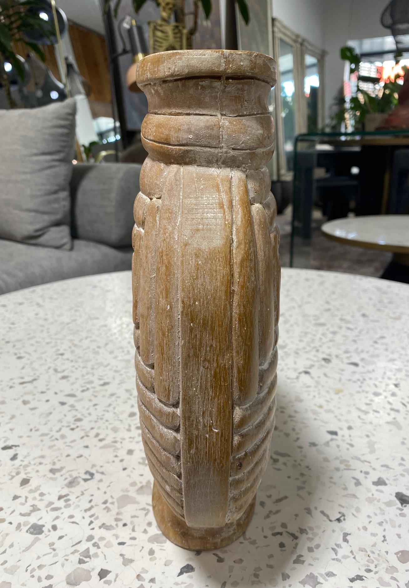 20th Century Large Organic Mid-Century Modern Natural Wood Carved Sculptural Art Vase Vessel For Sale
