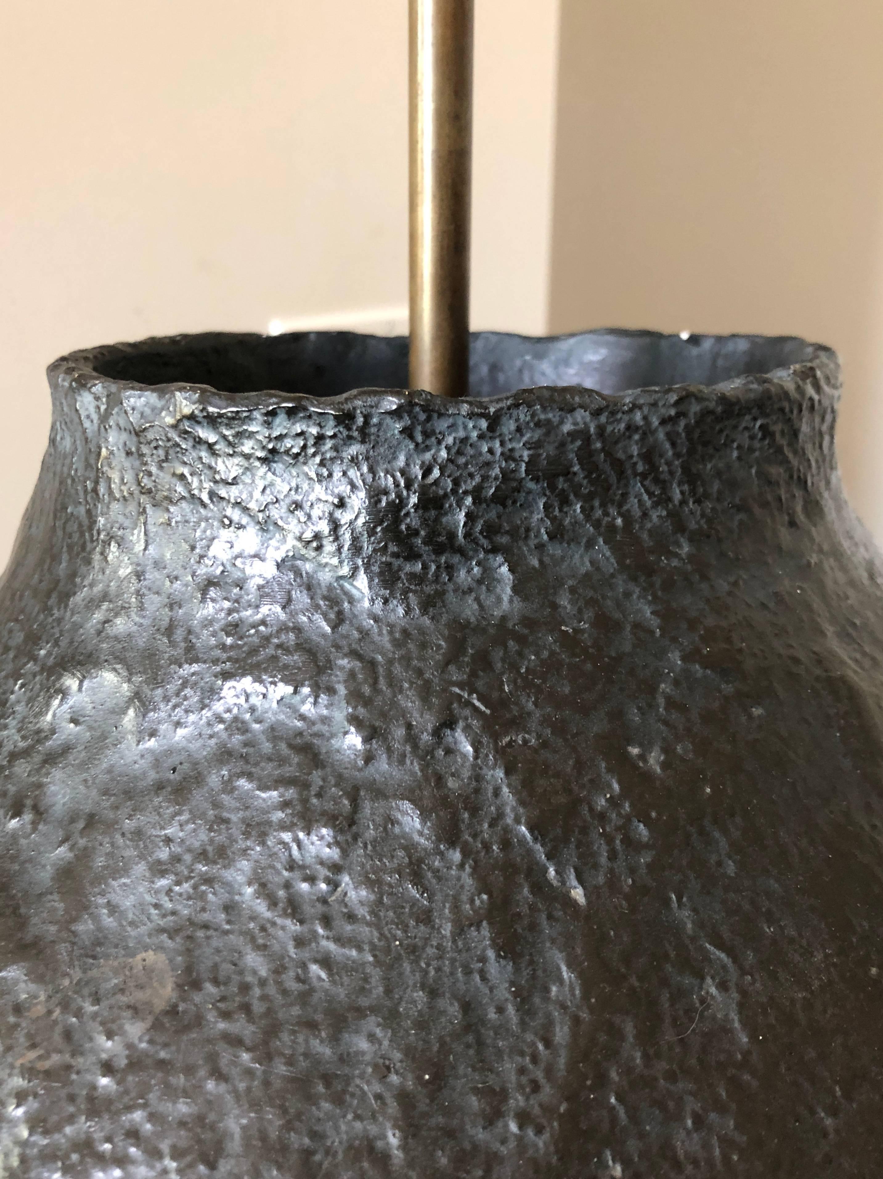 Large Organic Modern Ceramic Table Lamp In Good Condition In Brooklyn, NY